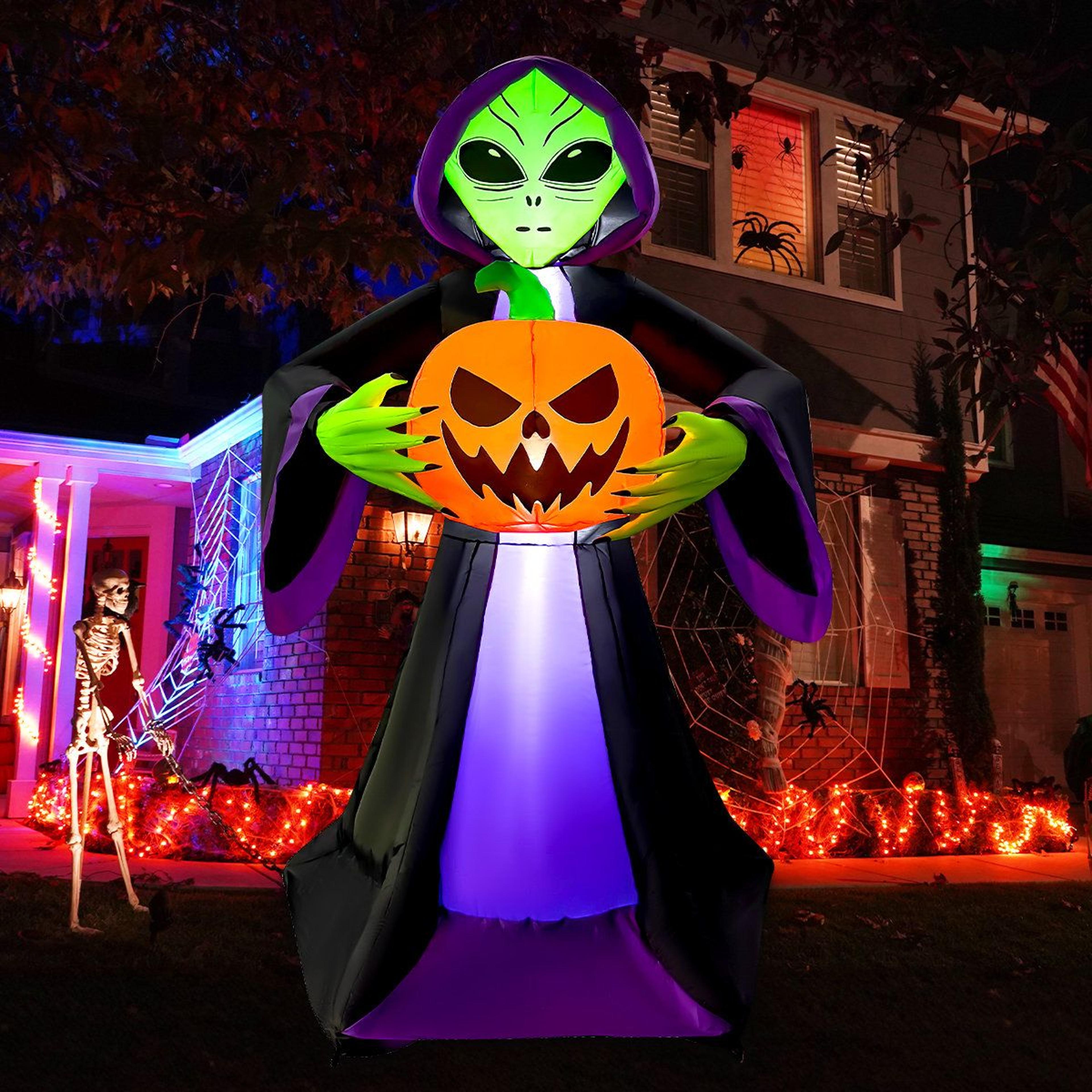 Halloween Inflatable Alien With Pumpkin And BuiltIn LED Lights 3