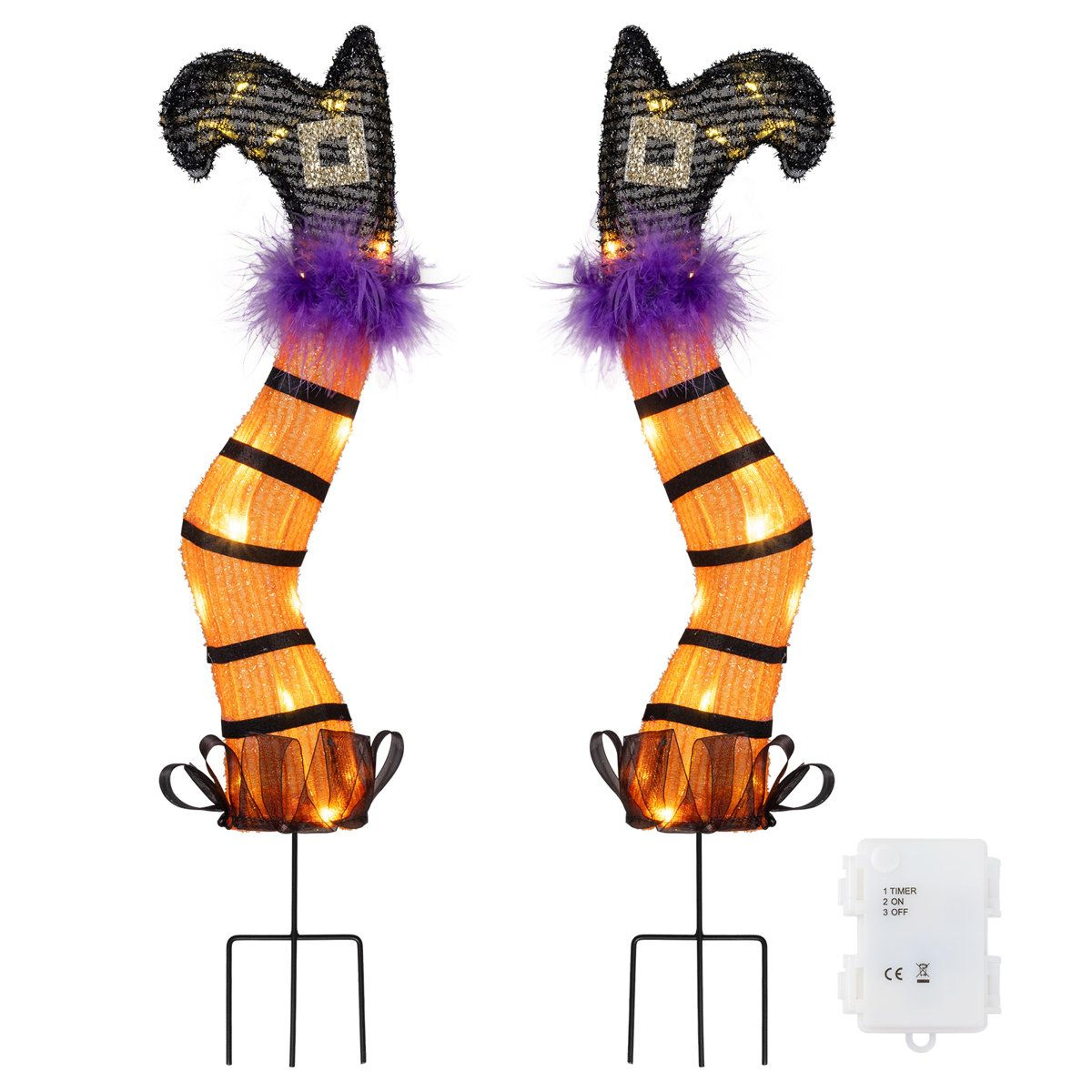 pre lit halloween witch legs with led lights and yard stakes