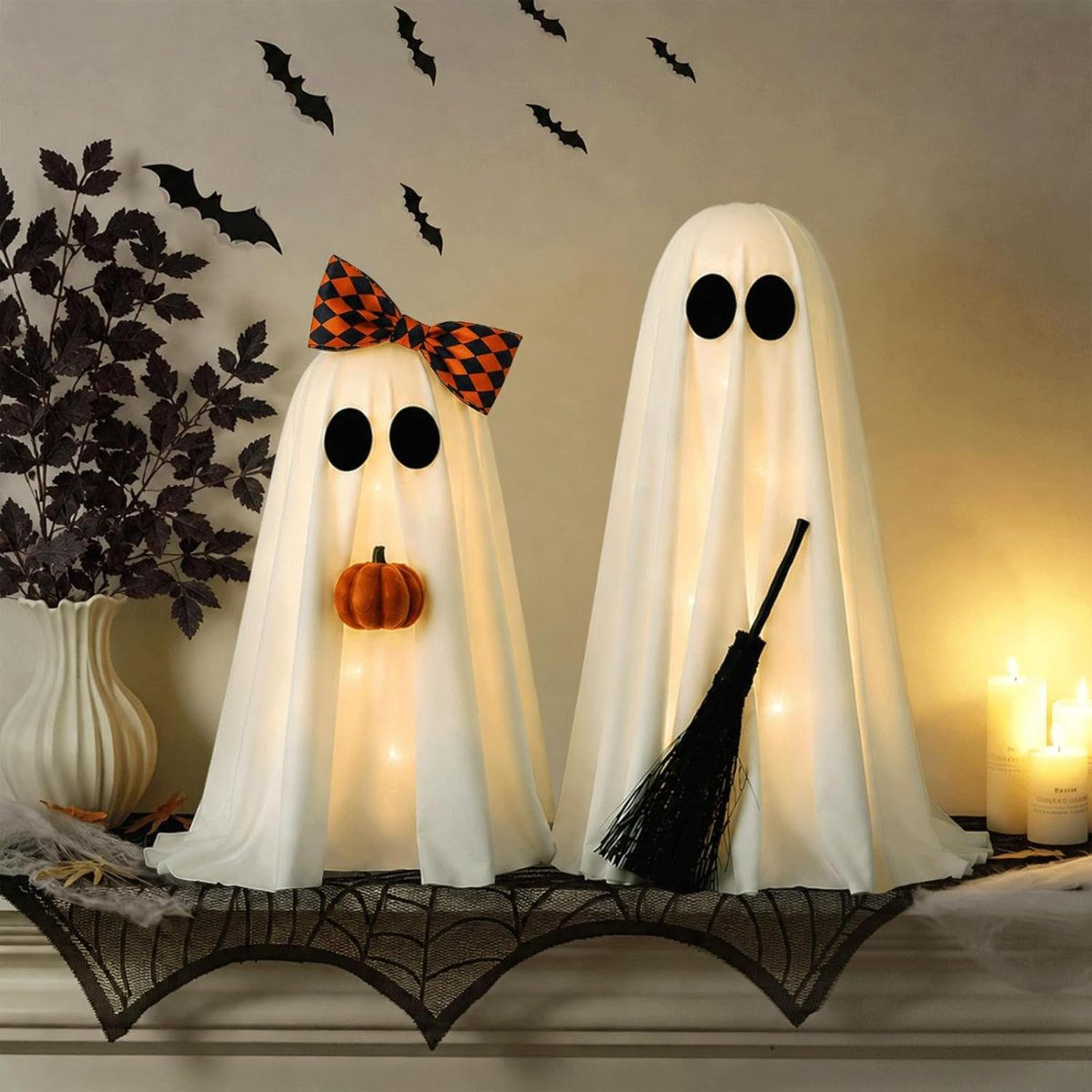 Lighted Ghost Halloween Decorations With Warm White LED Lights 3