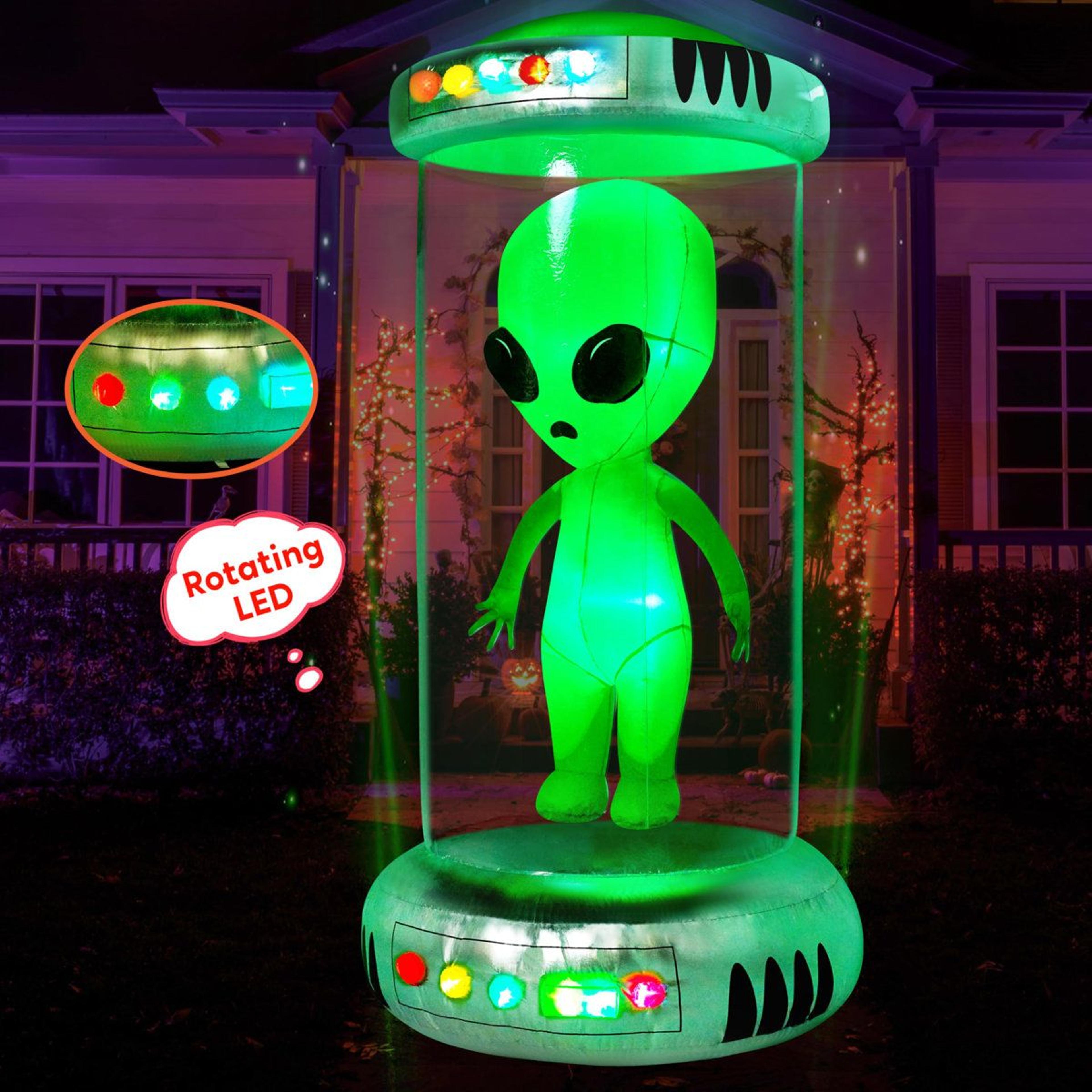 Halloween Inflatable Alien Decoration With Lights Green Plug In Display 1