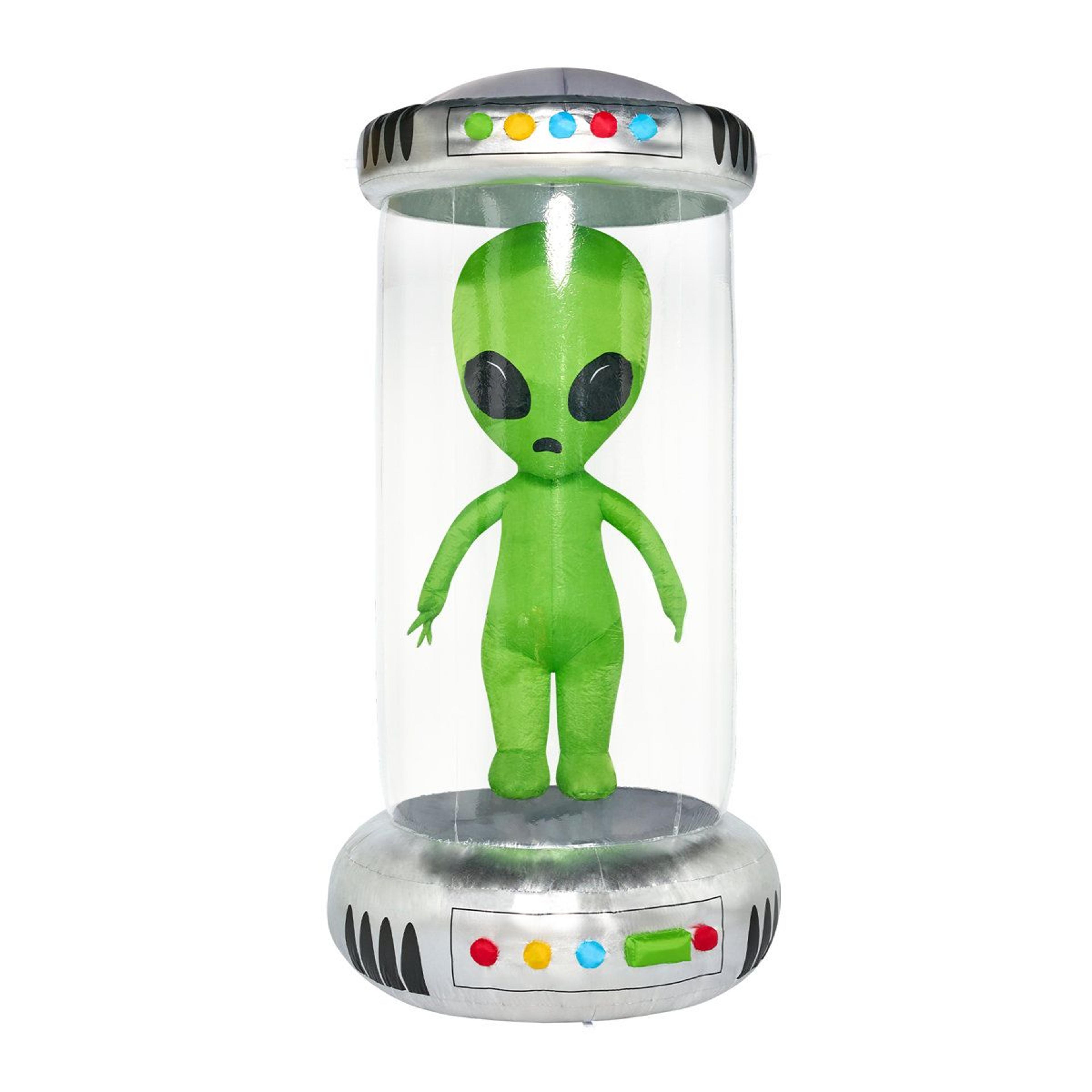 halloween inflatable alien decoration with lights green plug in display