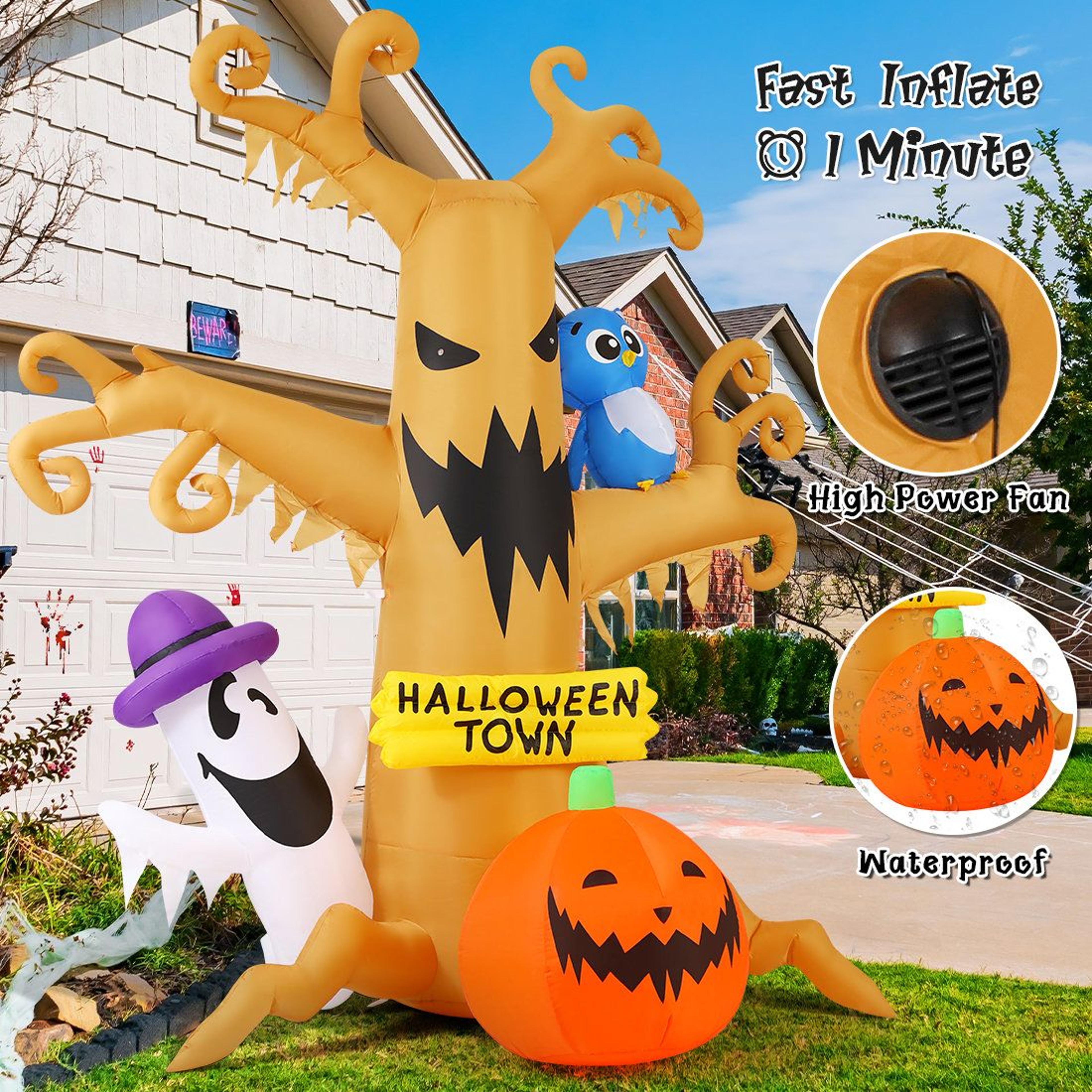 LED Halloween Inflatable Haunted Tree With Ghost Pumpkin  Owl 1