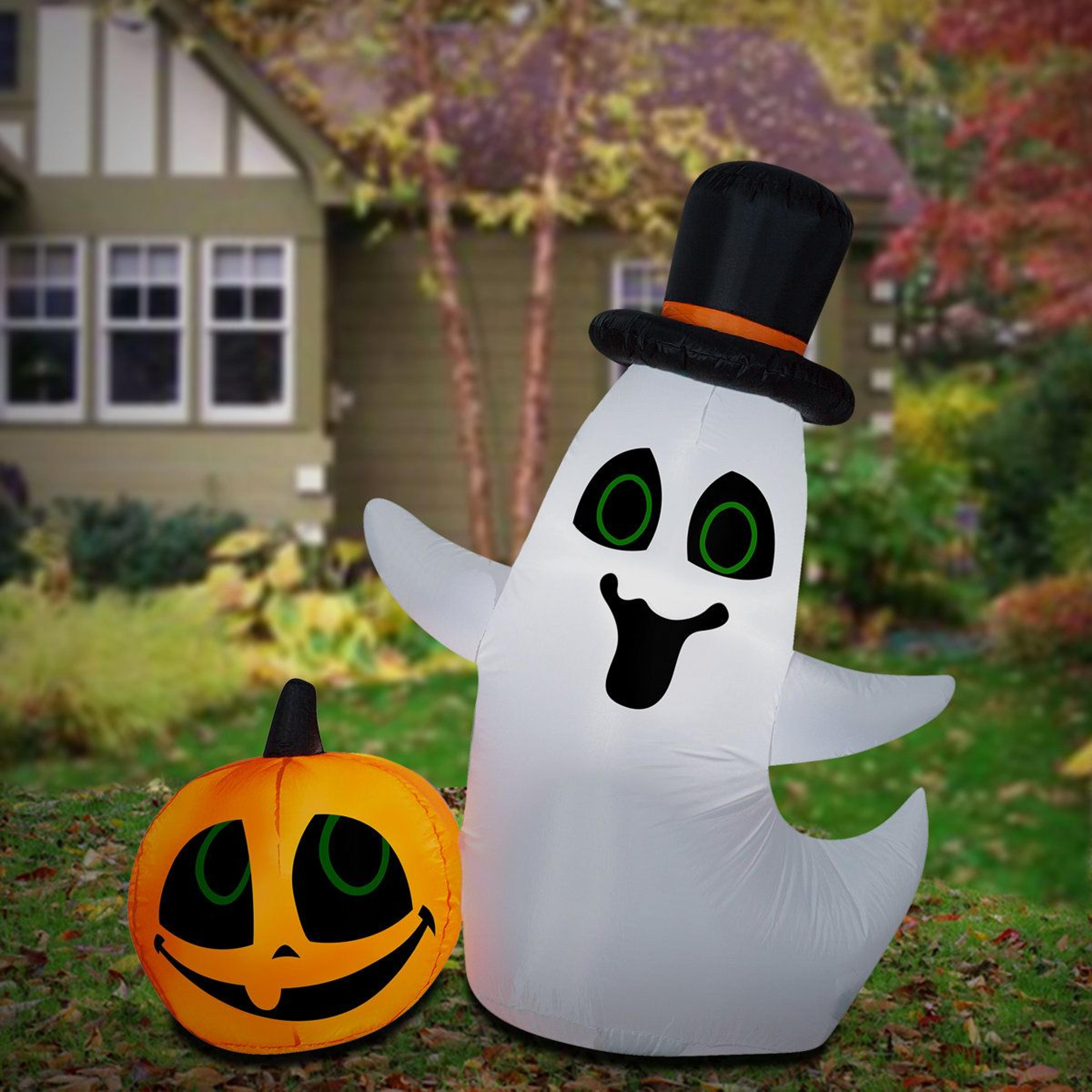 halloween inflatable outdoor decoration with led ghosts and jack o lantern