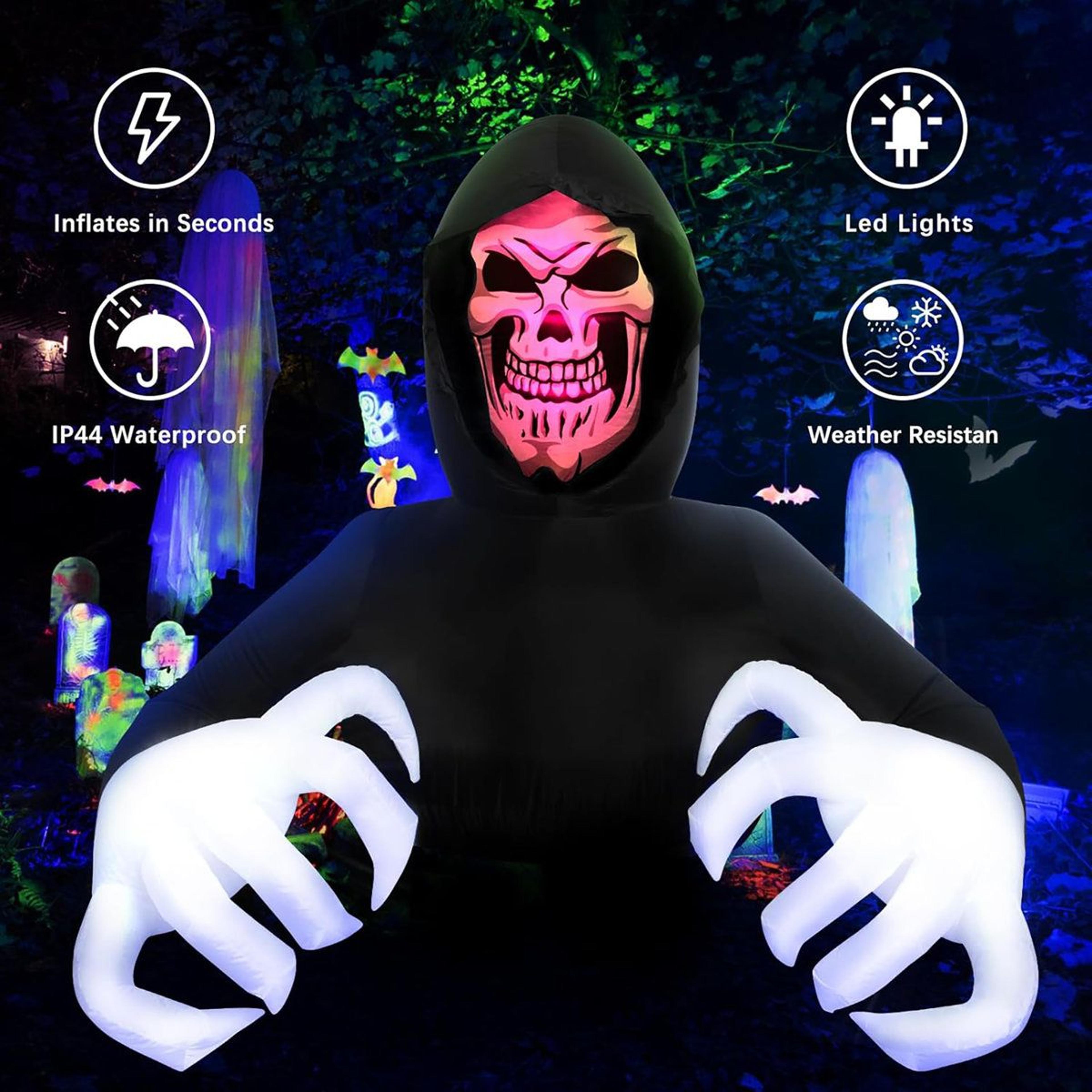 Halloween Inflatable Grim Reaper Outdoor Yard Decoration With LED Lights 1