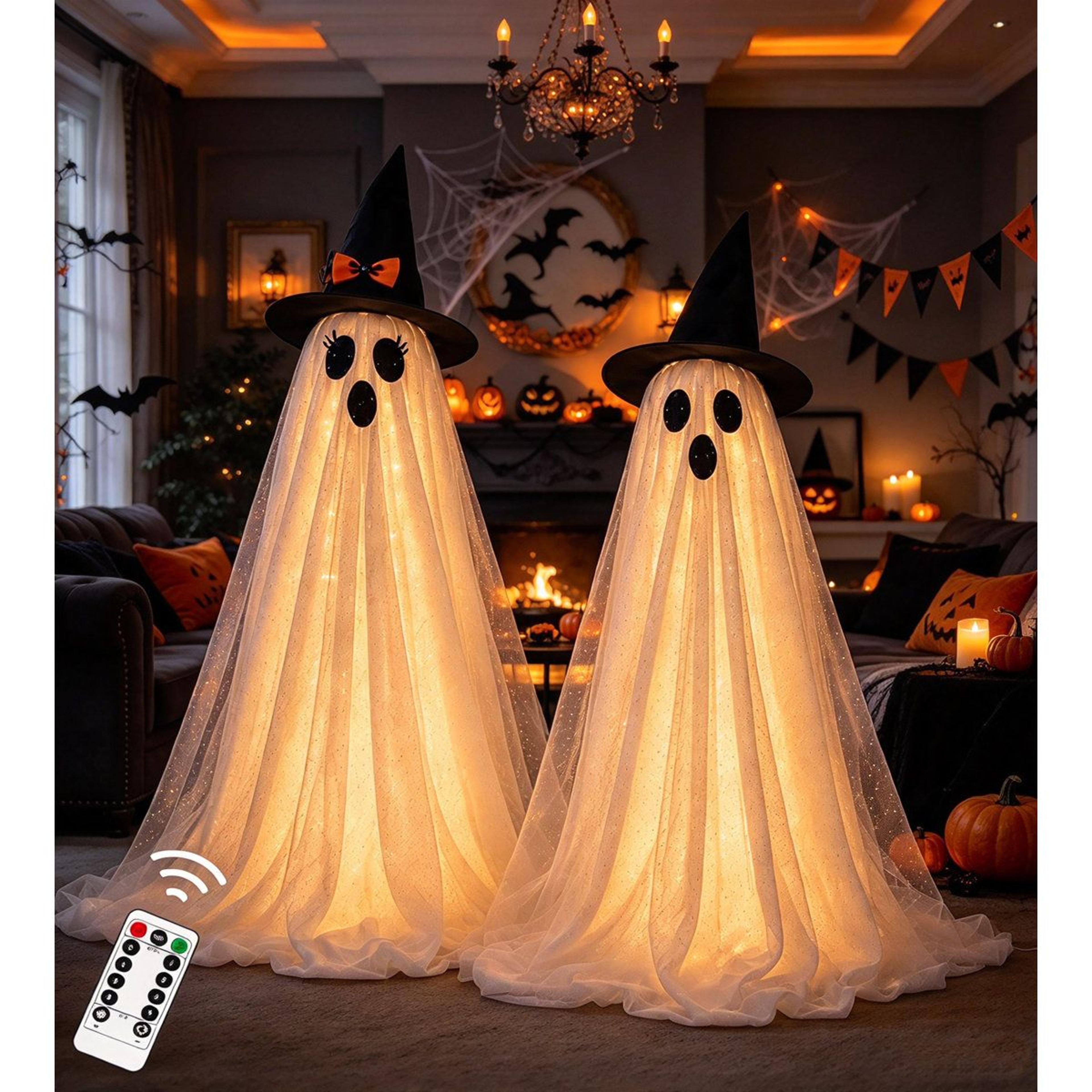lighted halloween ghost decorations for outdoor yard and porch