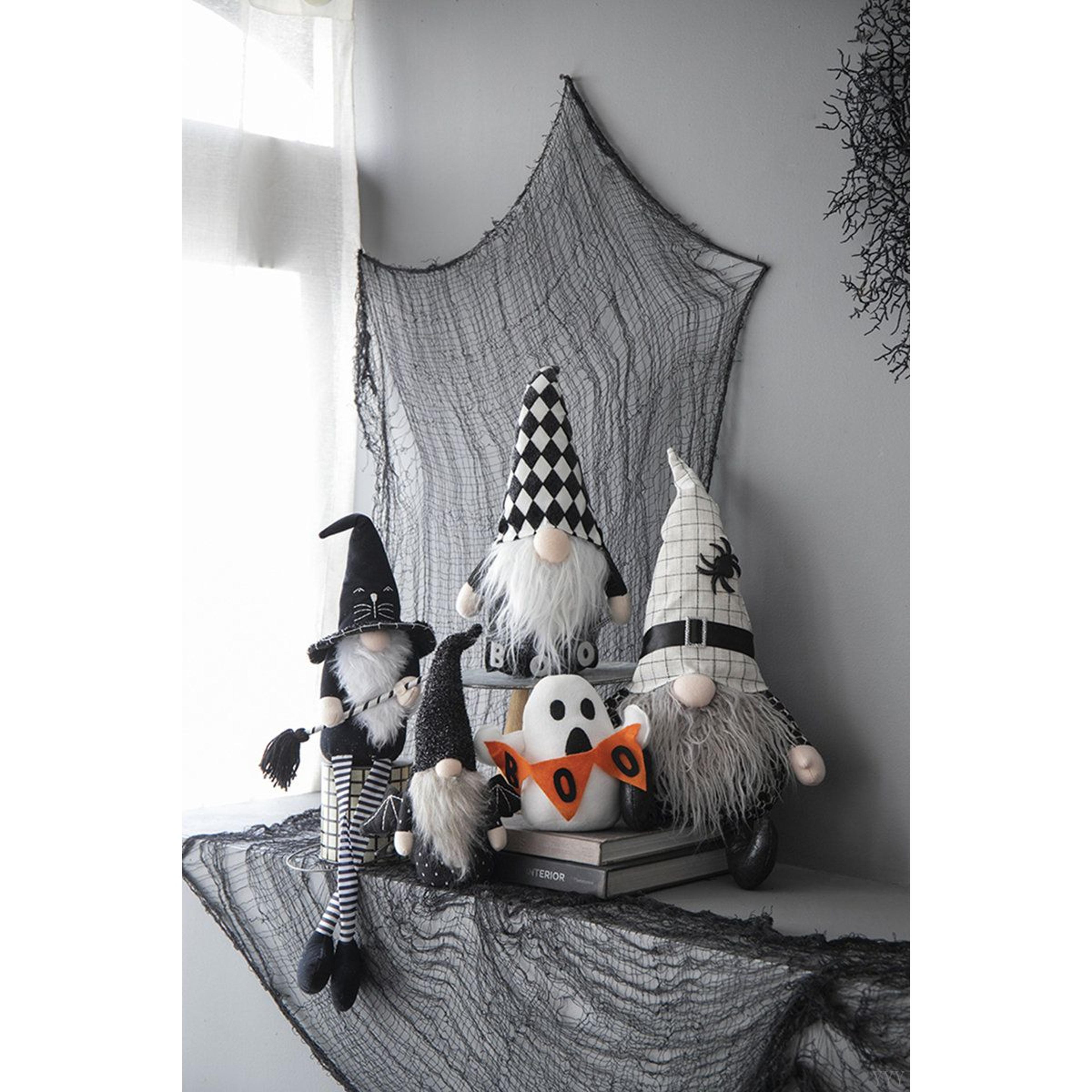 Halloween Sitting Gnome Decoration With White Hat And Spider Design 2