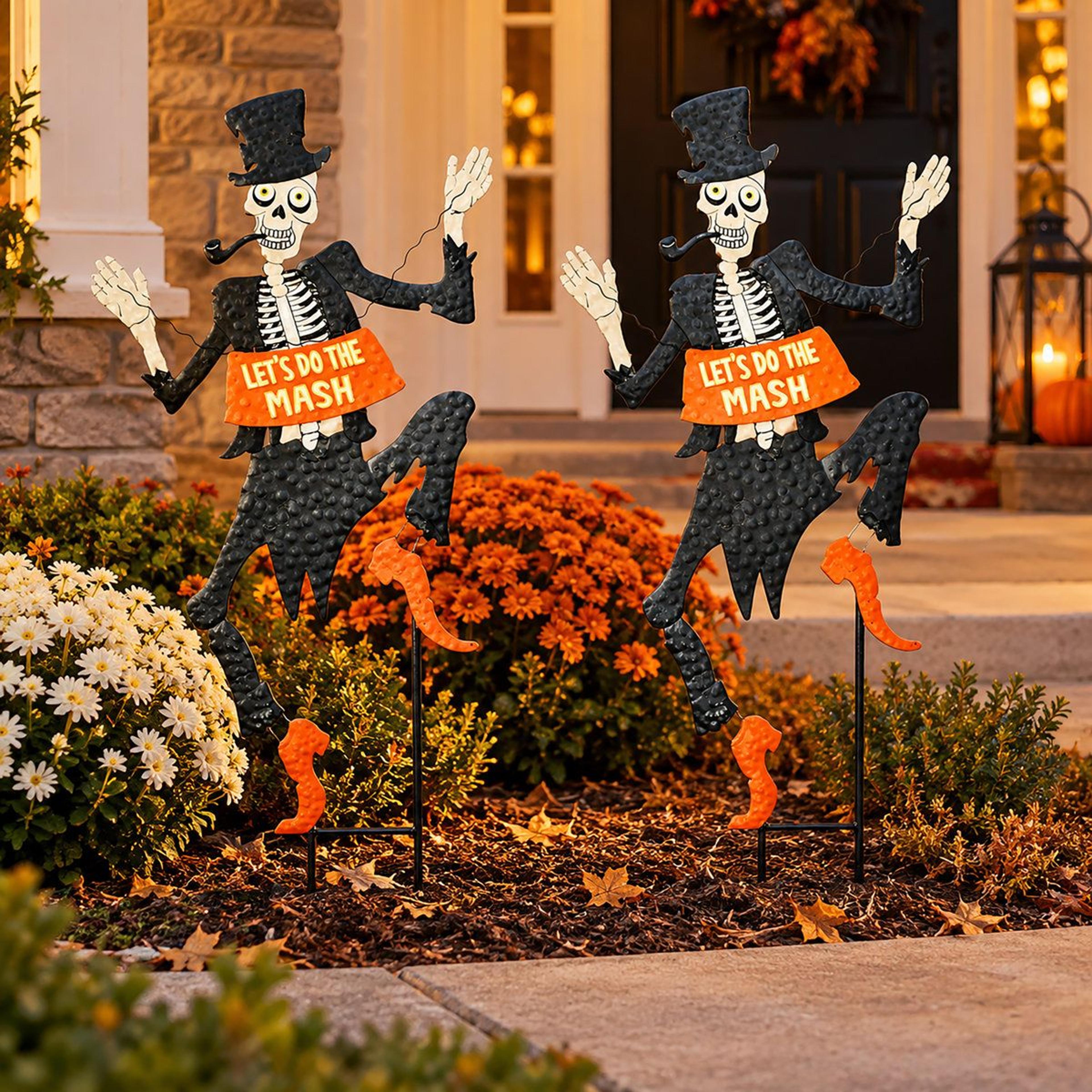 Halloween Tuxedo Skeleton Garden Stake Metal Yard Decoration 1