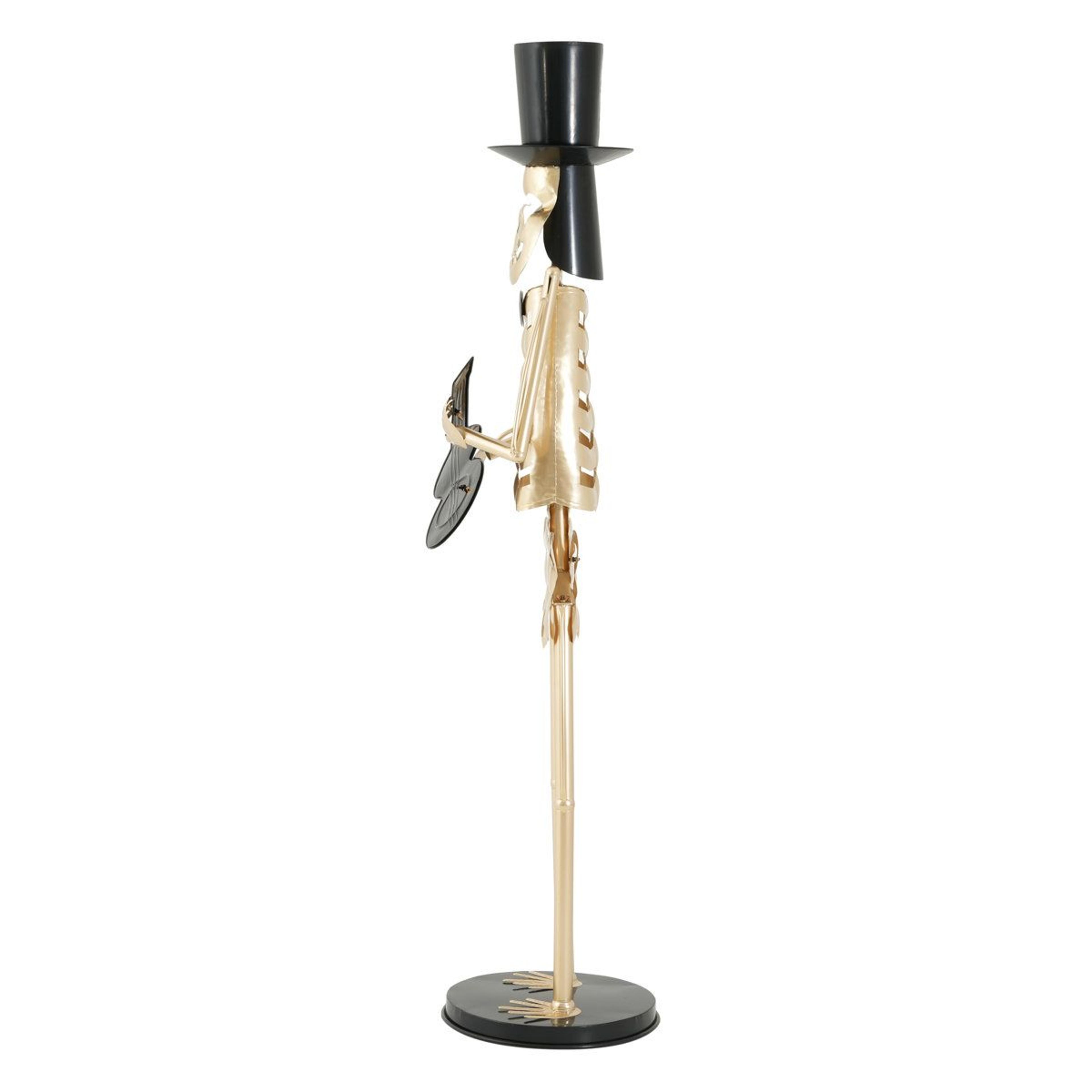 Metal Skeleton Musician Statue Halloween Guitar Player Decoration 1