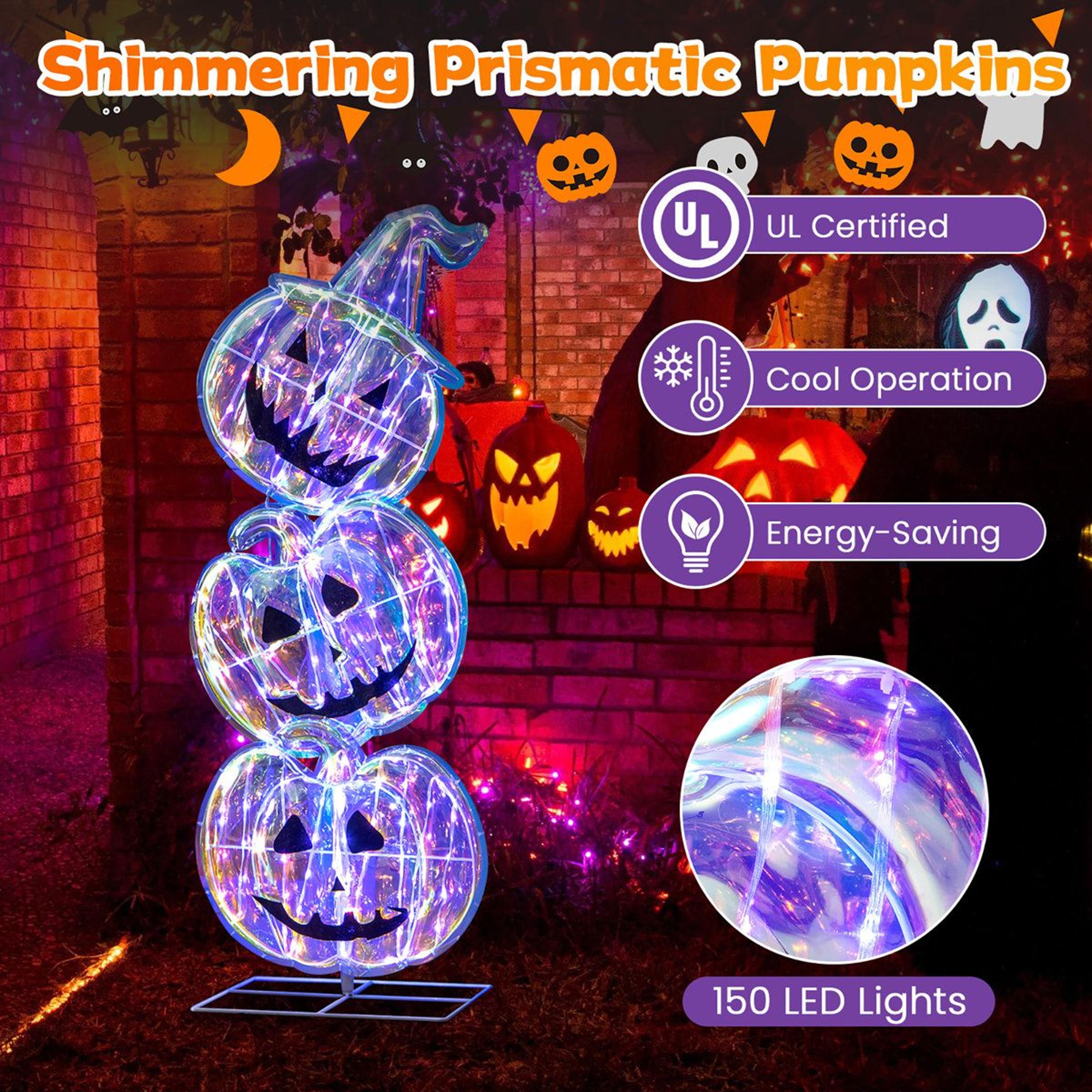 Light Up Stacked Pumpkins Halloween Decoration With LED Lights 1