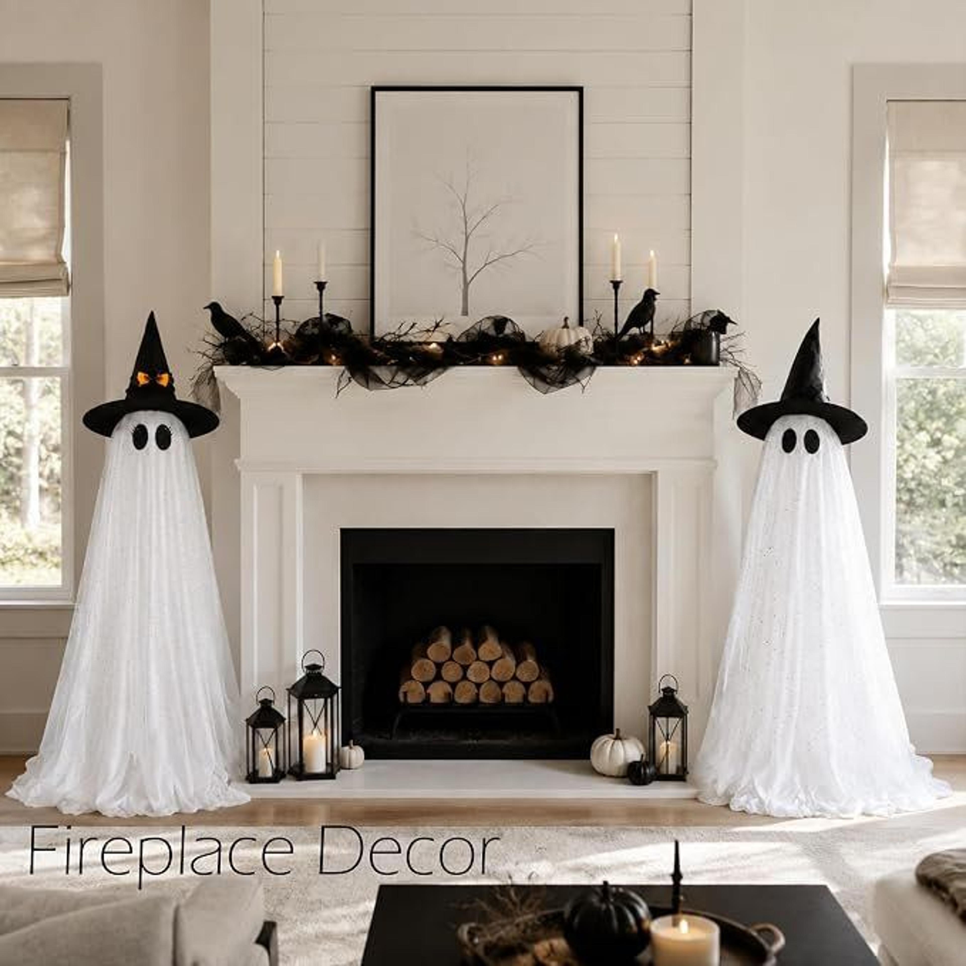 Halloween Lighted Ghost Decorations With Witch Hats And Remote Control 1