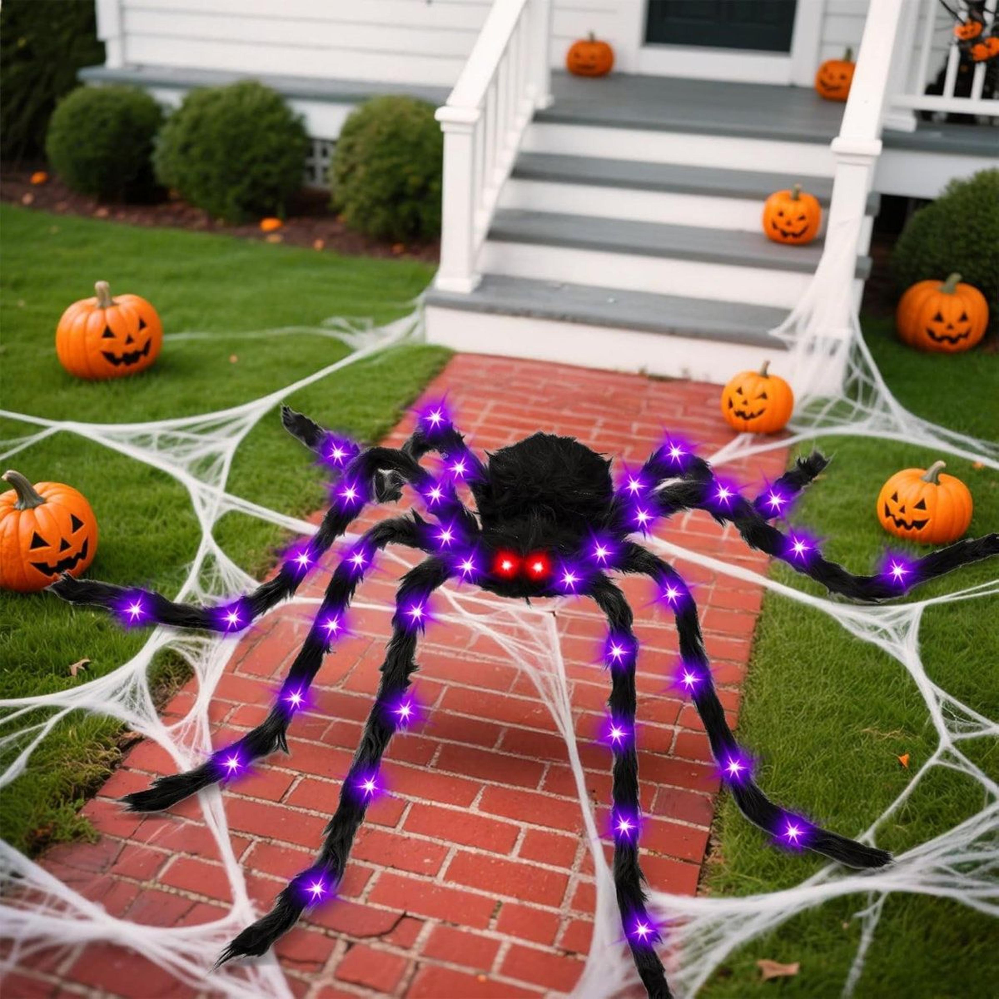 light up halloween spider decorations with purple led lights
