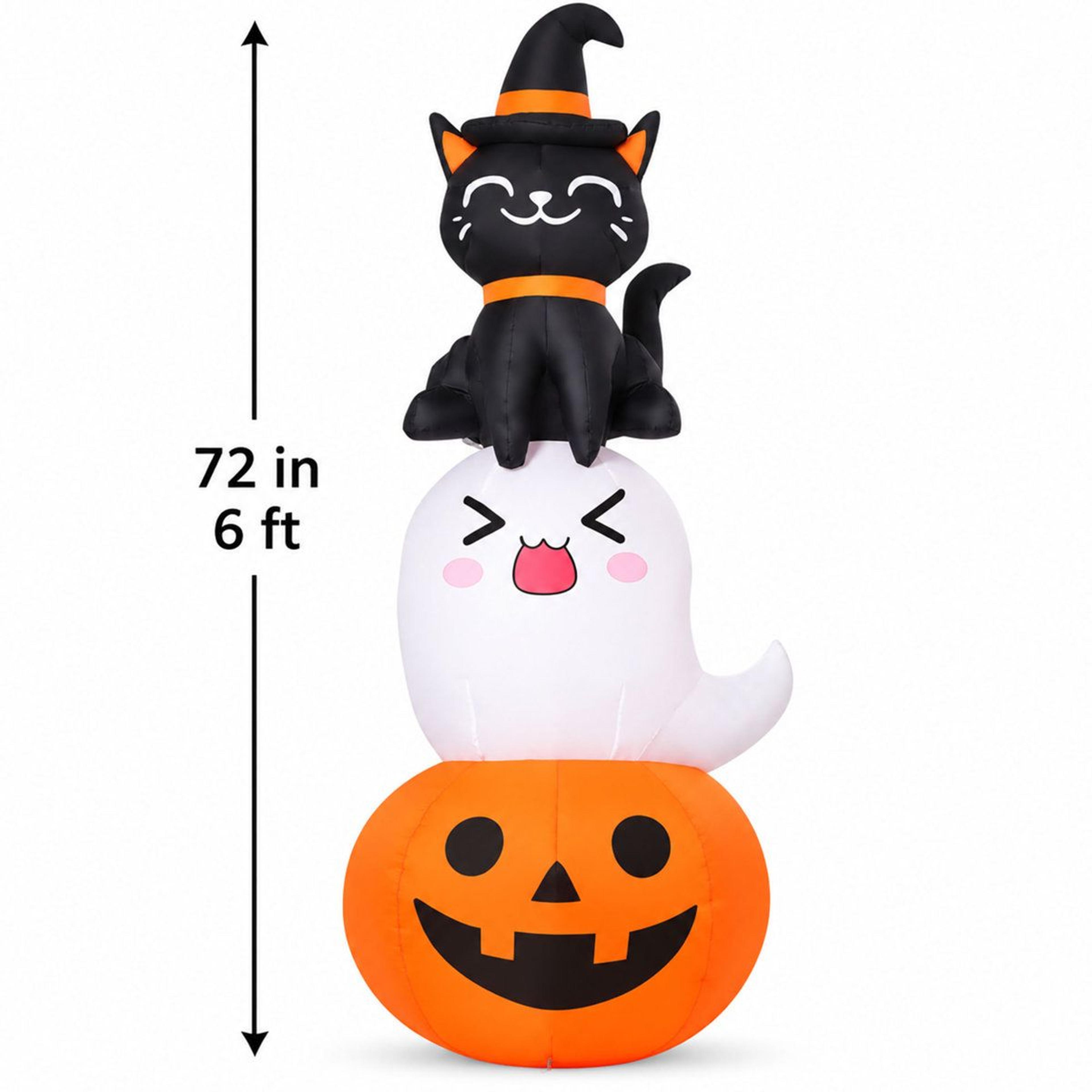 Halloween Inflatable Pumpkin Ghost And Cat Decoration With LED Lights 2