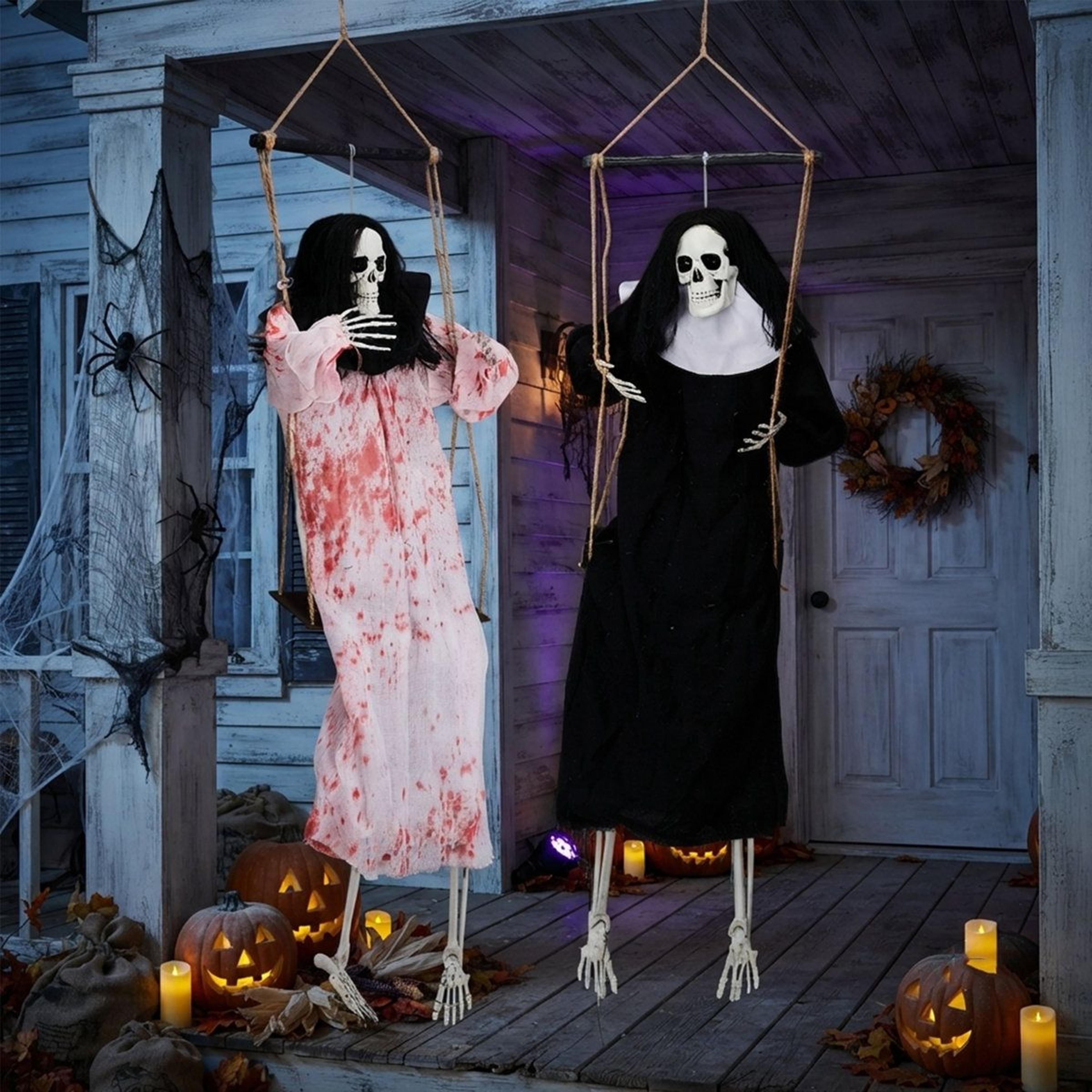 Animated Hanging Ghost Decorations With Red LED Lights 1