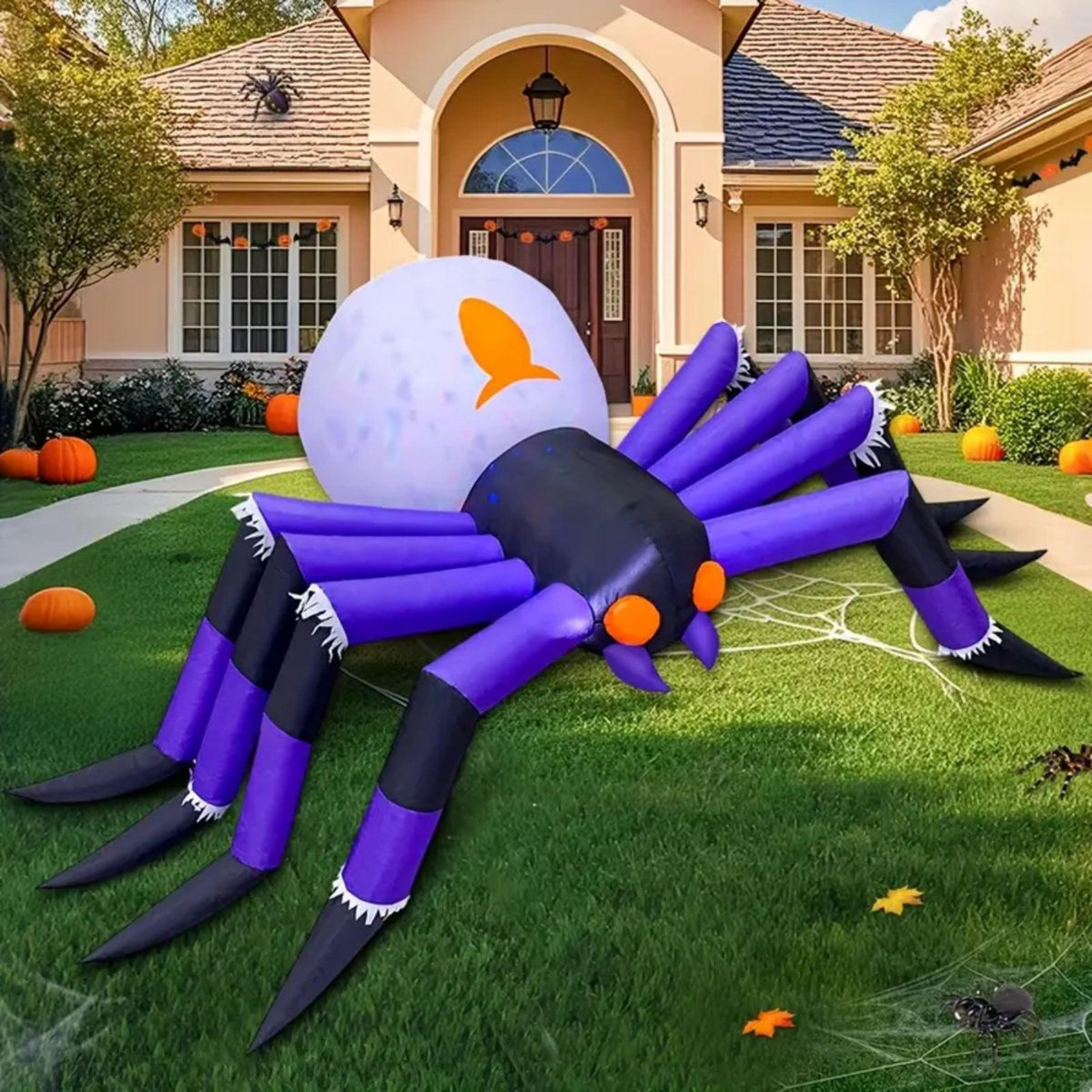 halloween inflatable spider decoration with colorful led lights
