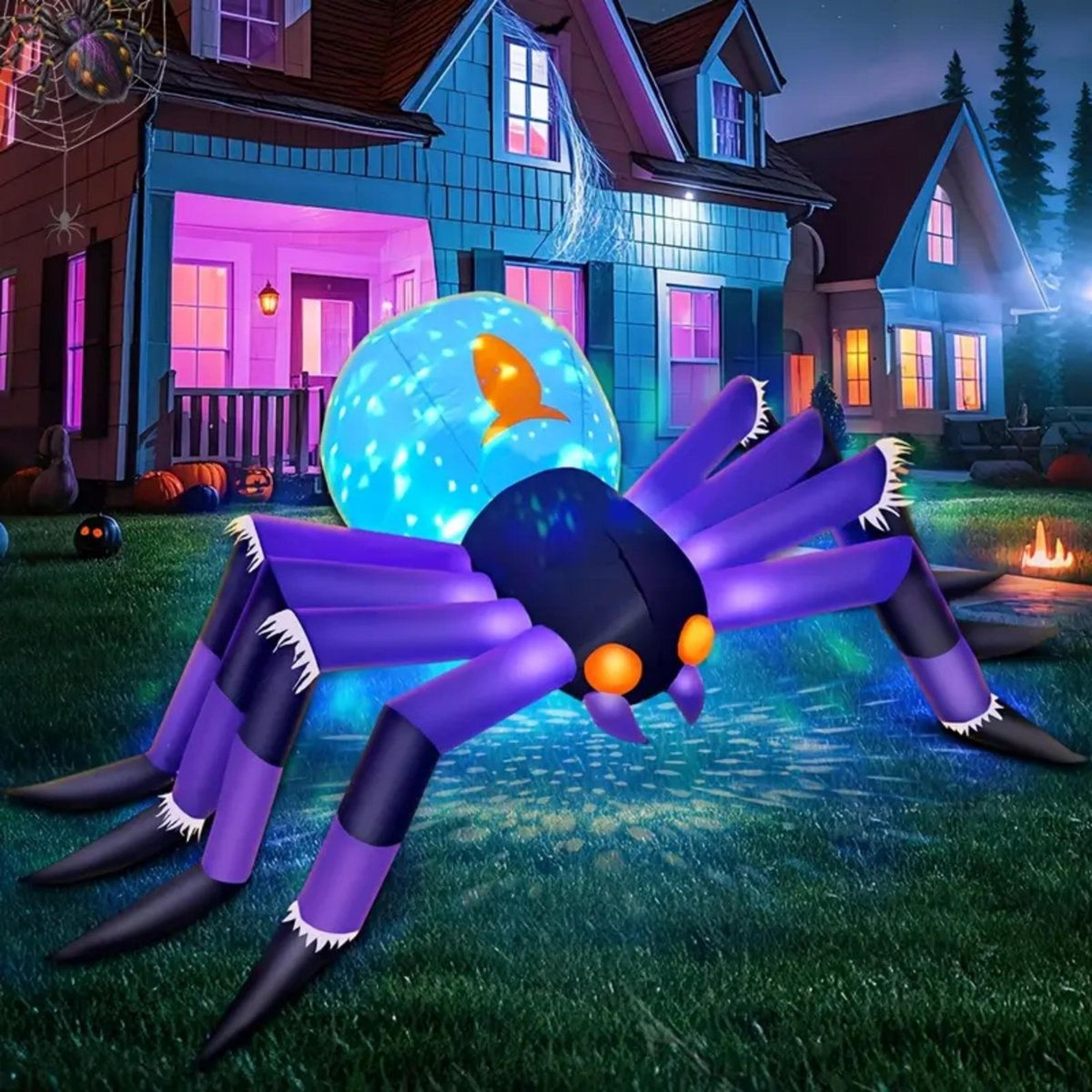 Halloween Inflatable Spider Decoration With Colorful LED Lights 2