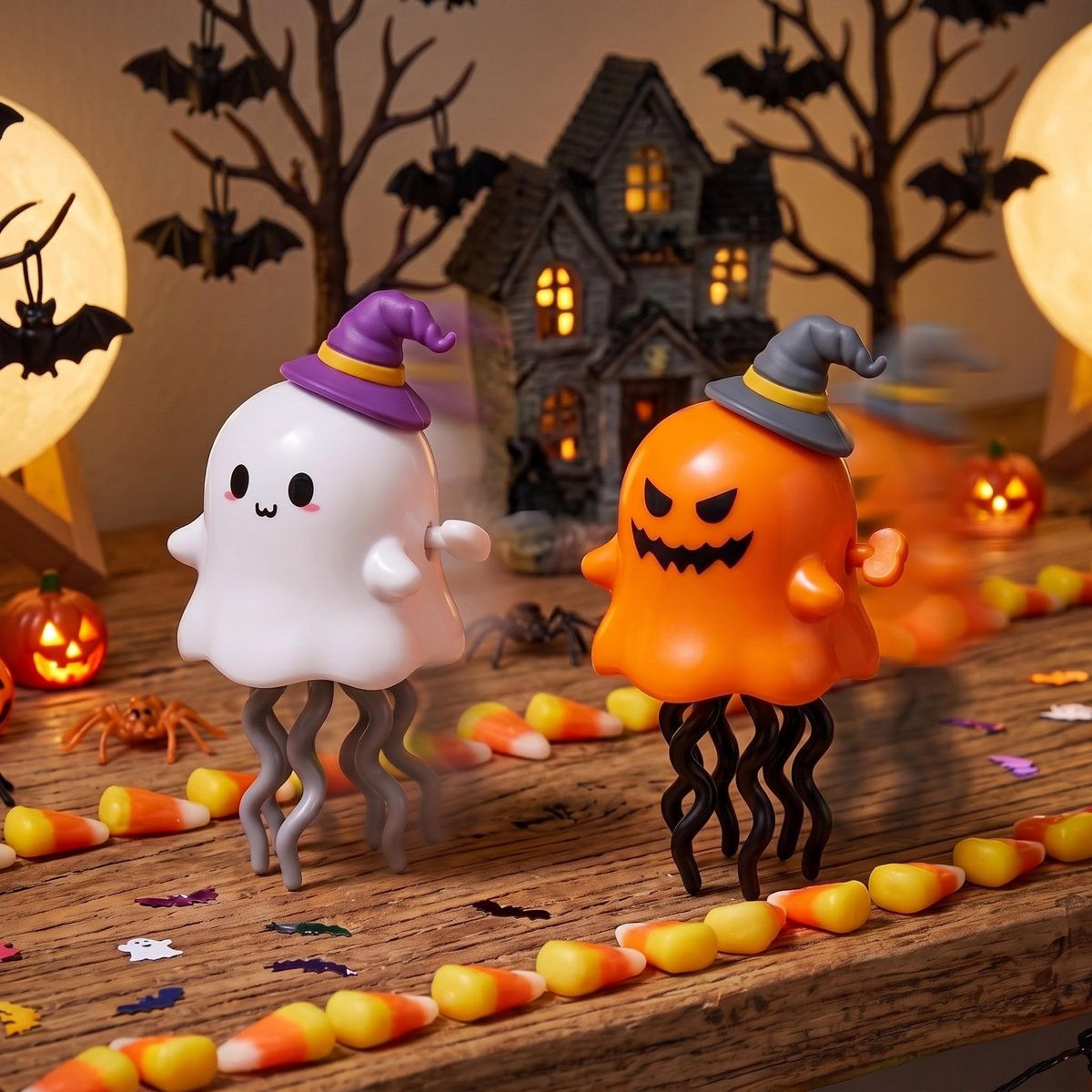 Halloween Wind Up Pumpkin And Ghost Toys Multicolor Plastic Decorations 3