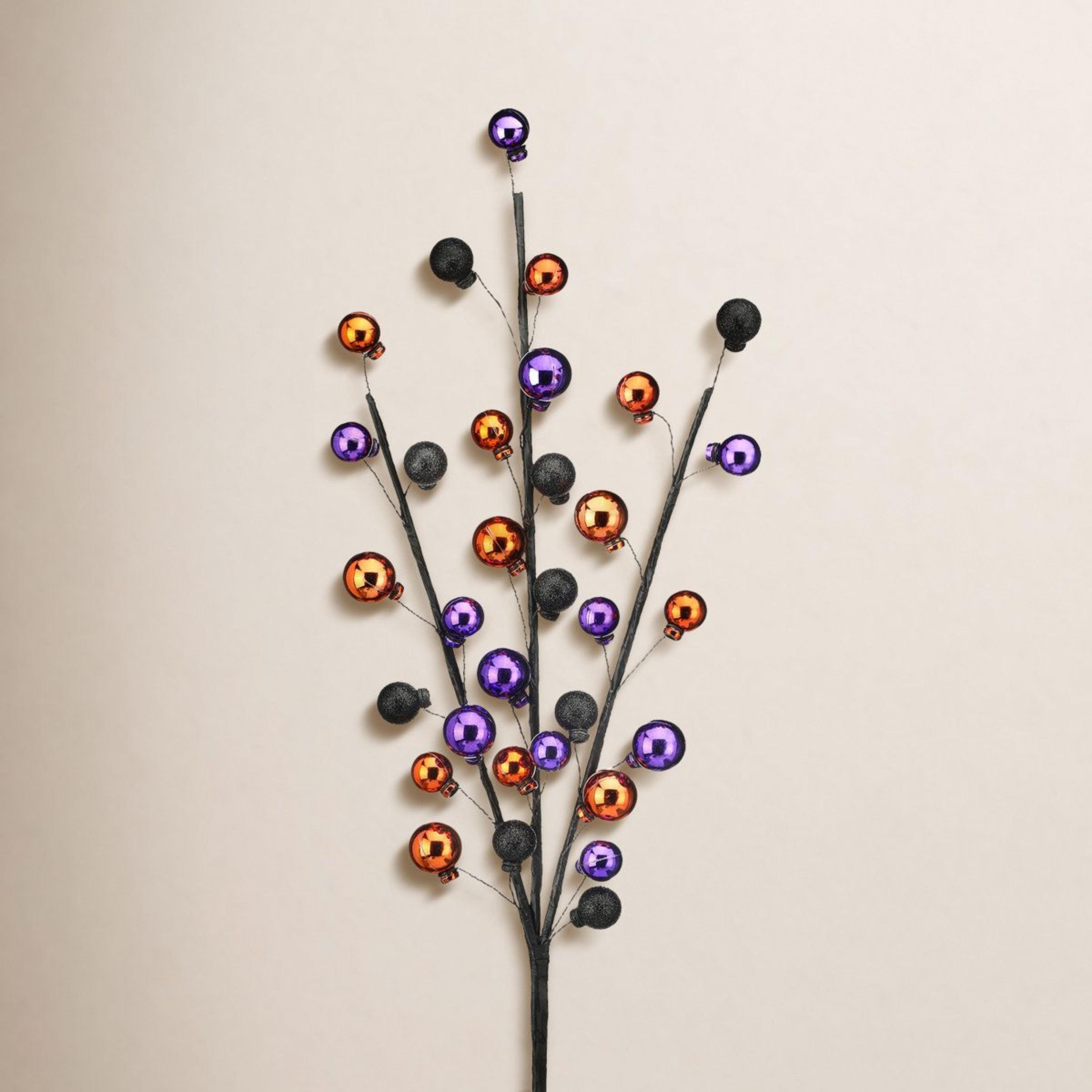 Shatterproof Halloween Ball Spray Decoration In Orange Black And Purple 3