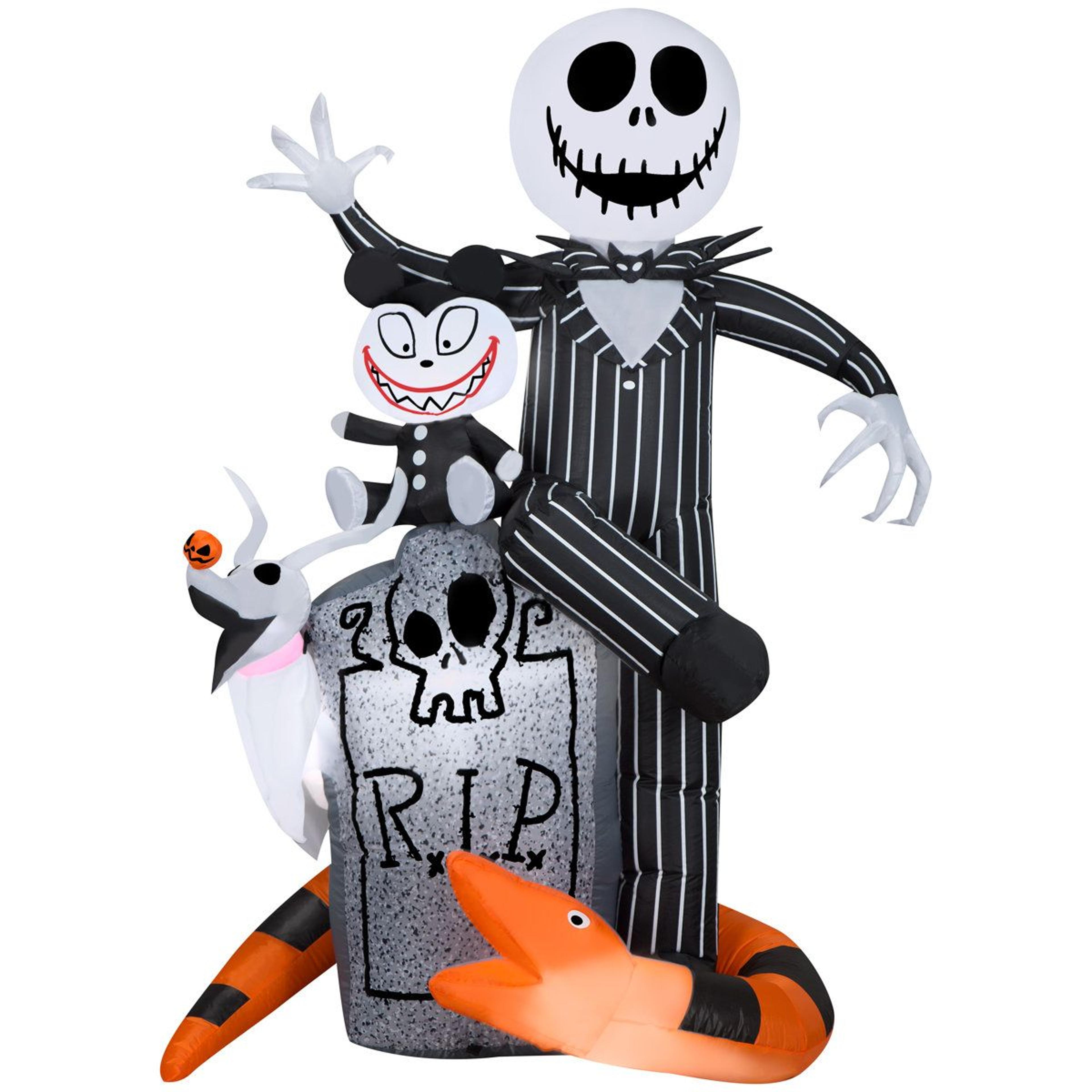 halloween inflatable jack with scary teddy and orange snake led decoration