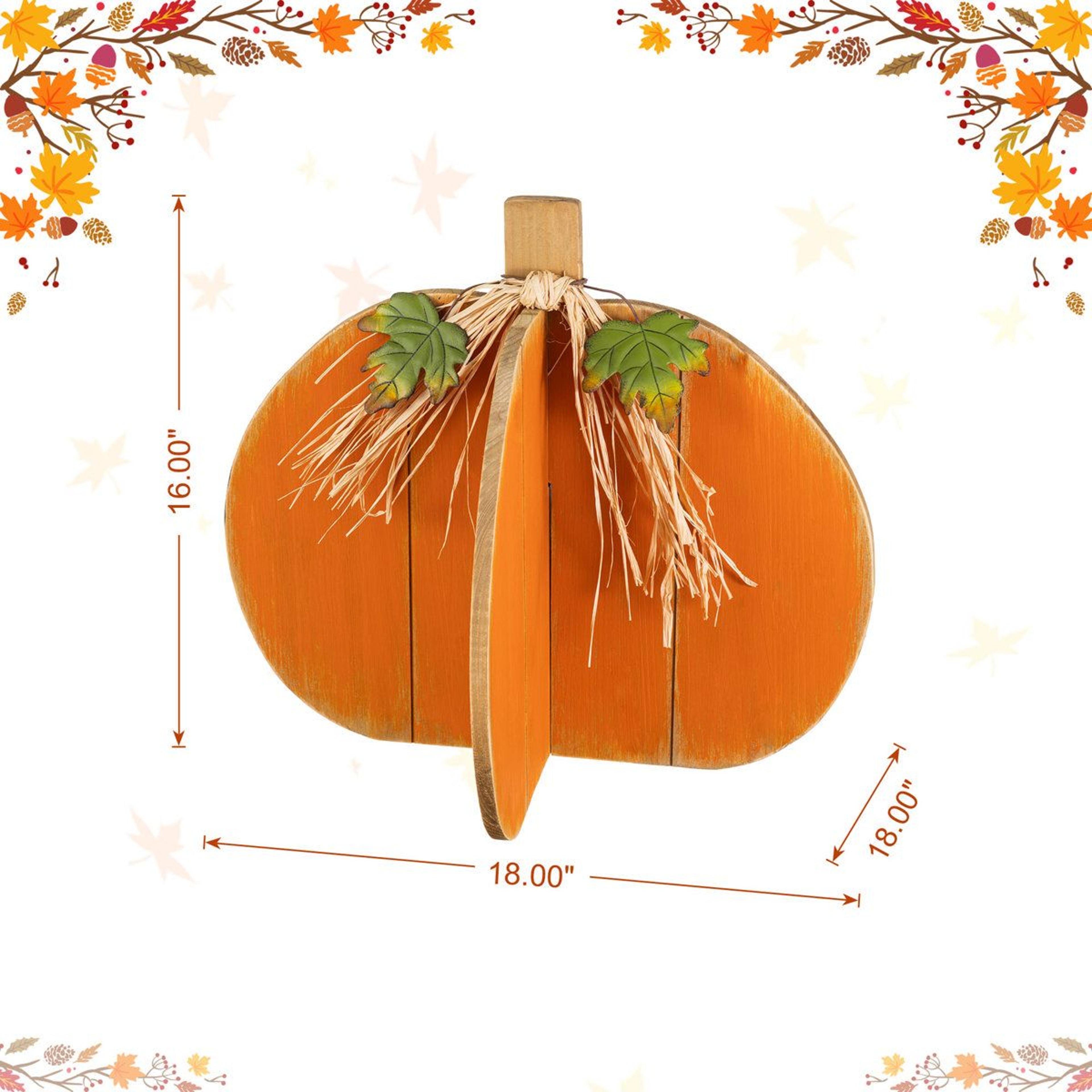 Fall Wooden Interlocking Pumpkin Porch Decor In Orange 5
