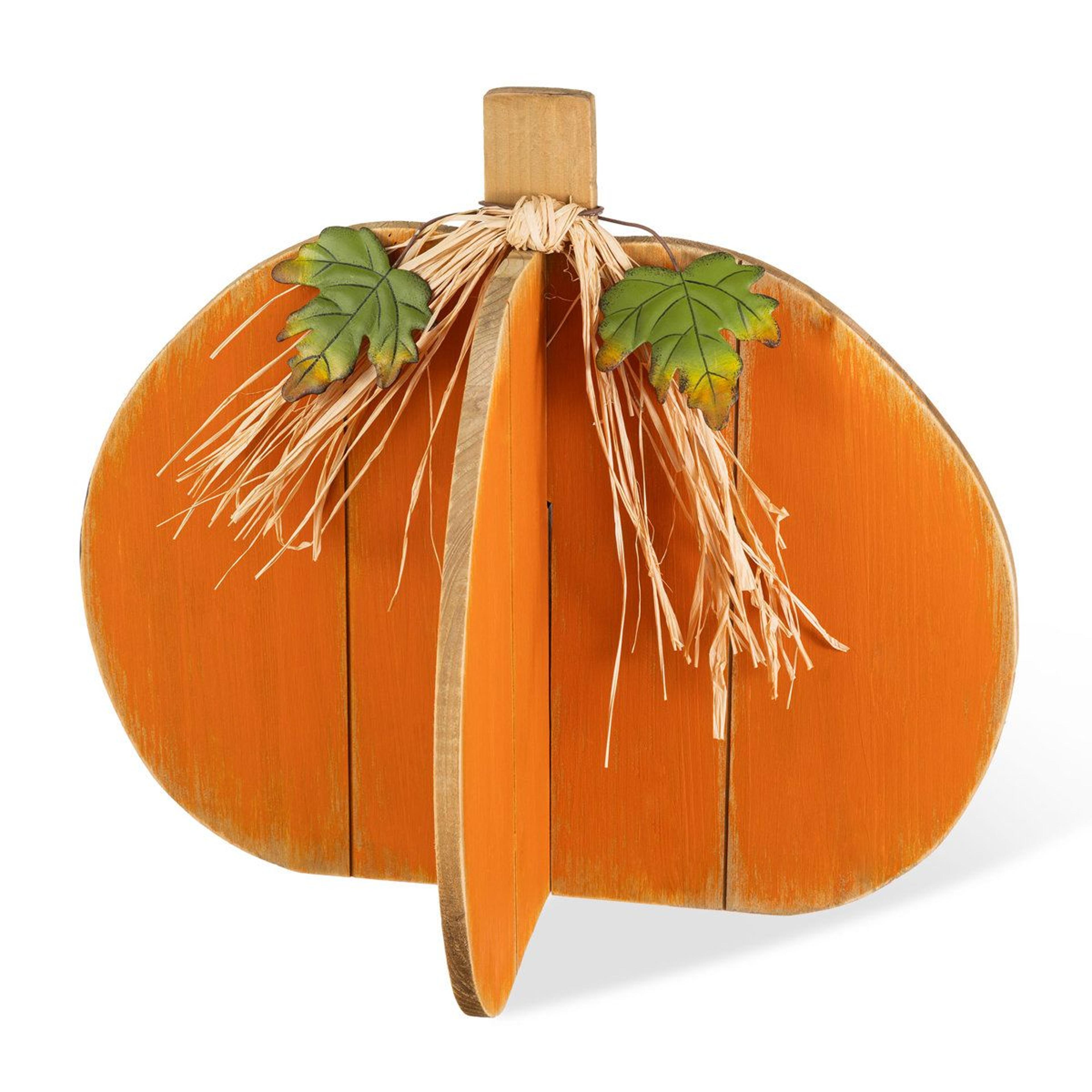 fall wooden interlocking pumpkin porch decor in orange