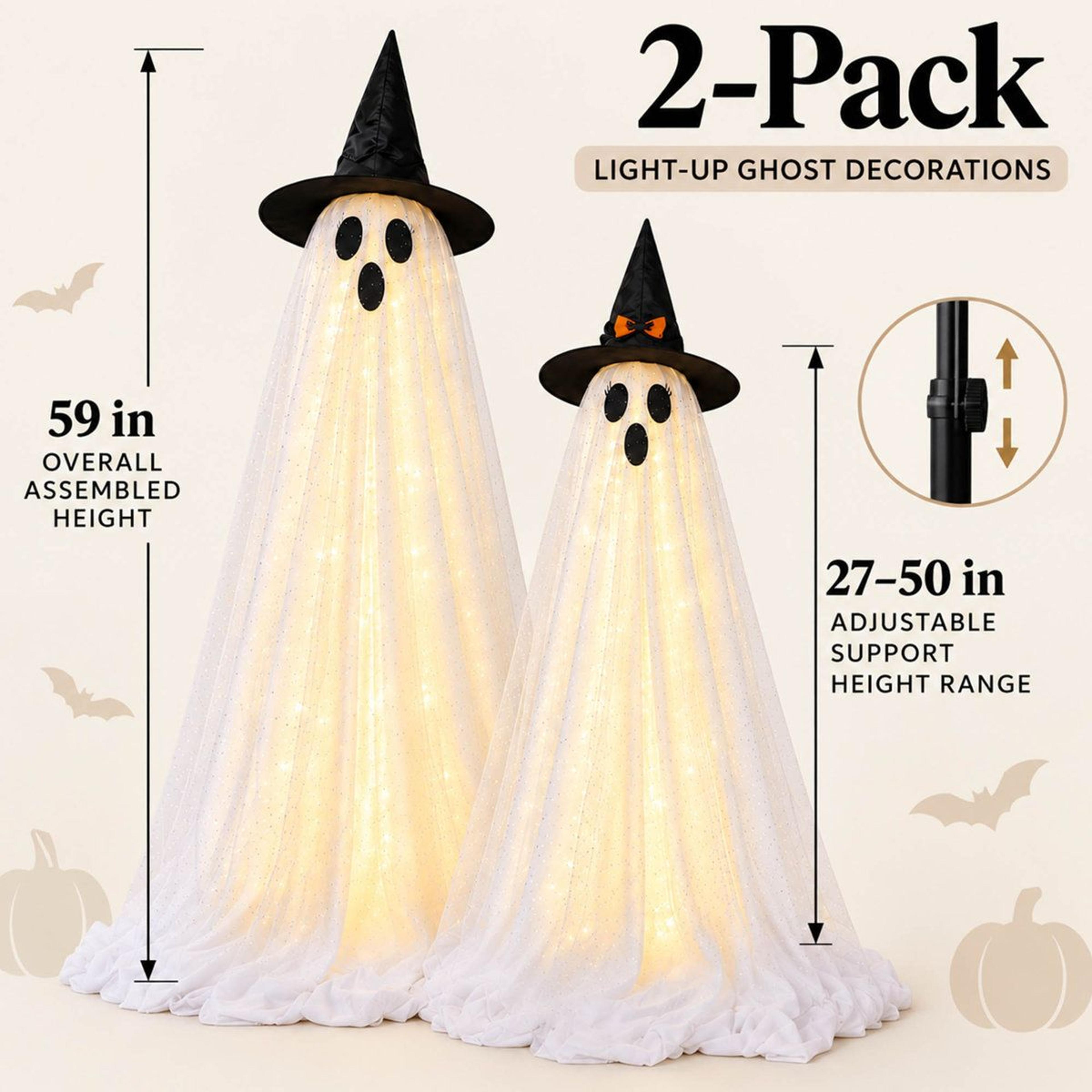 Light Up Halloween Ghost Decorations With Remote Controlled LED Lights 3