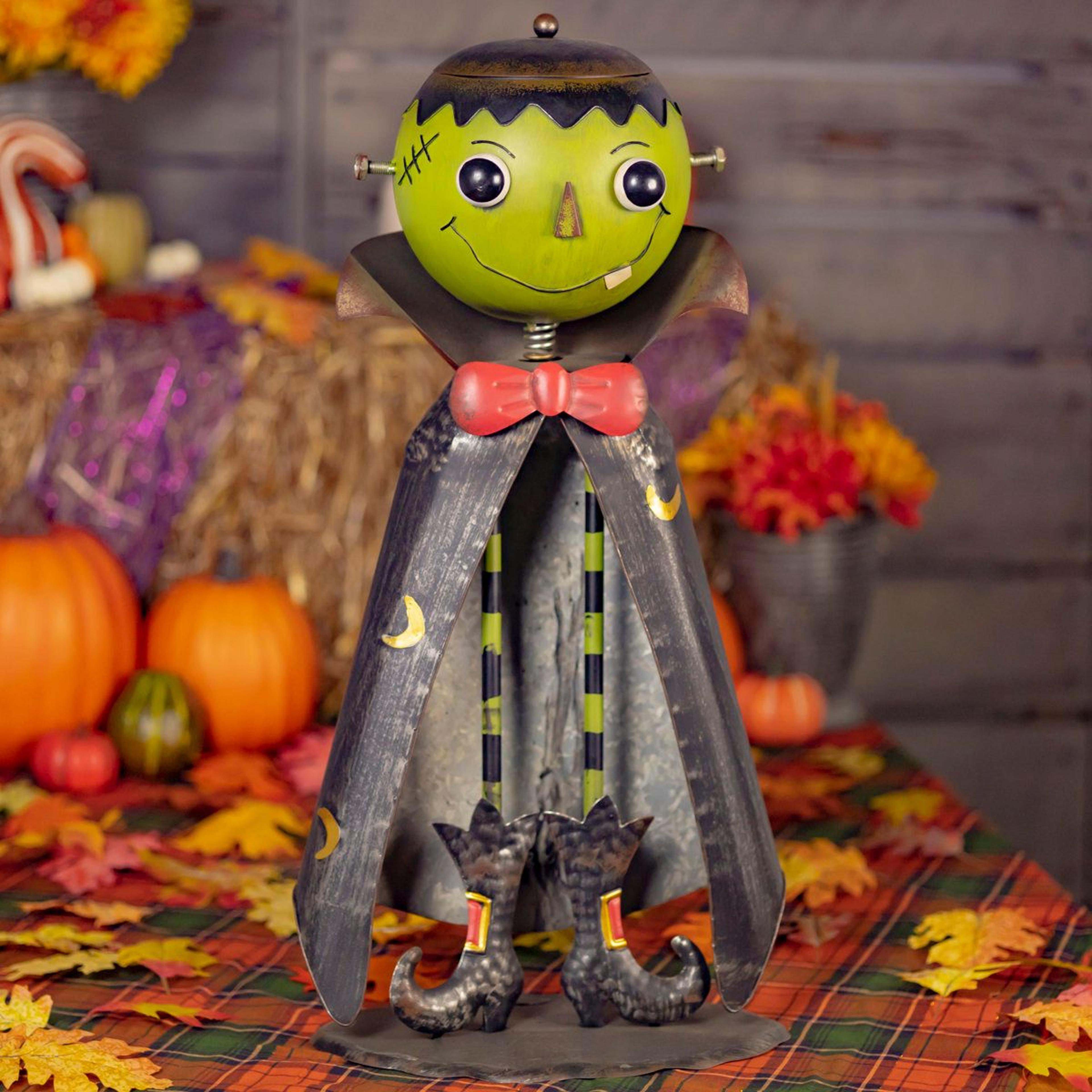Big Head Monster Figurine With Candy Jar Frank Metal Decorative Figure 4