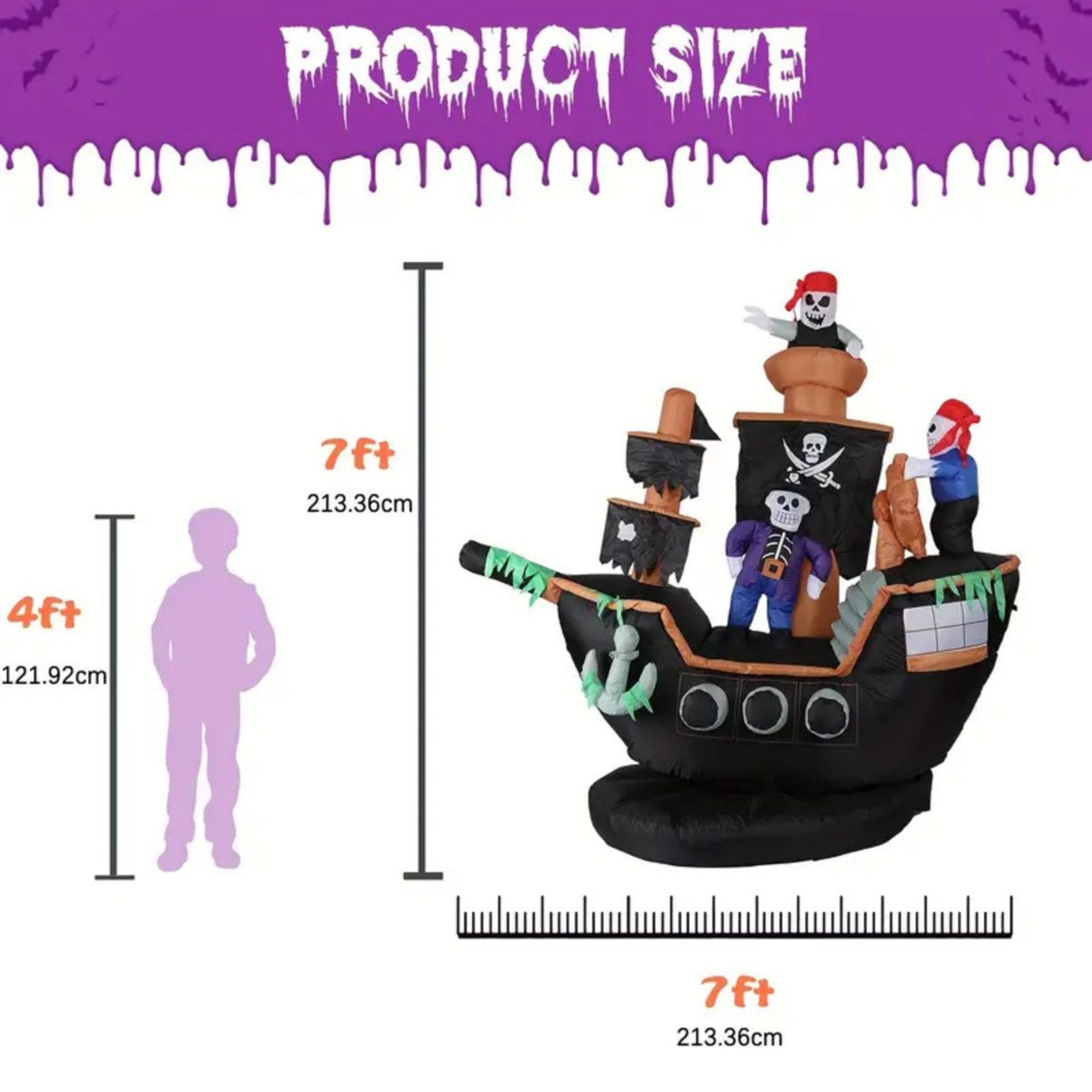 Halloween Inflatable Pirate Ship With Skeletons Ghosts And Lights 3