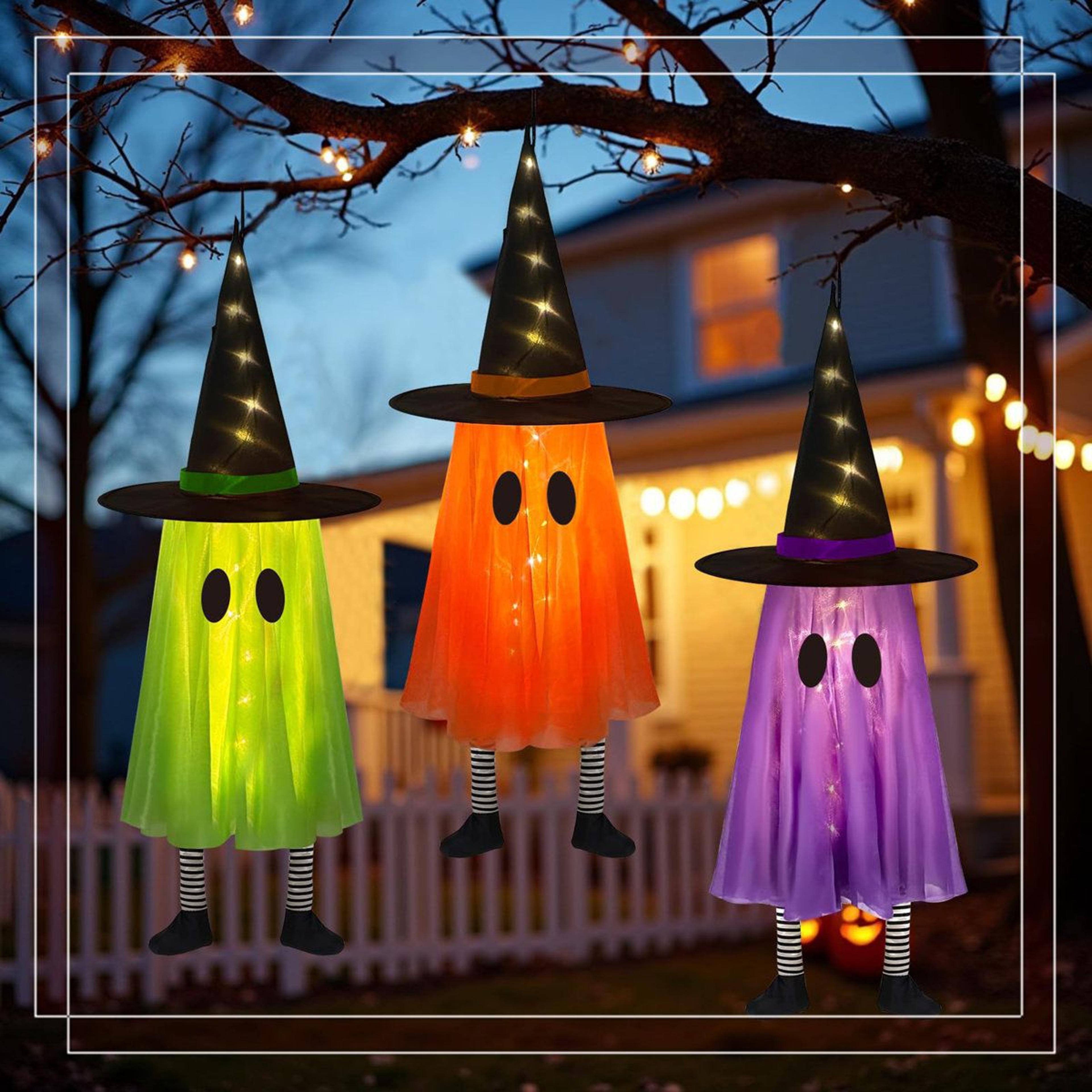 Halloween Light Up Hanging Ghost Decorations With Battery Powered Lights 4