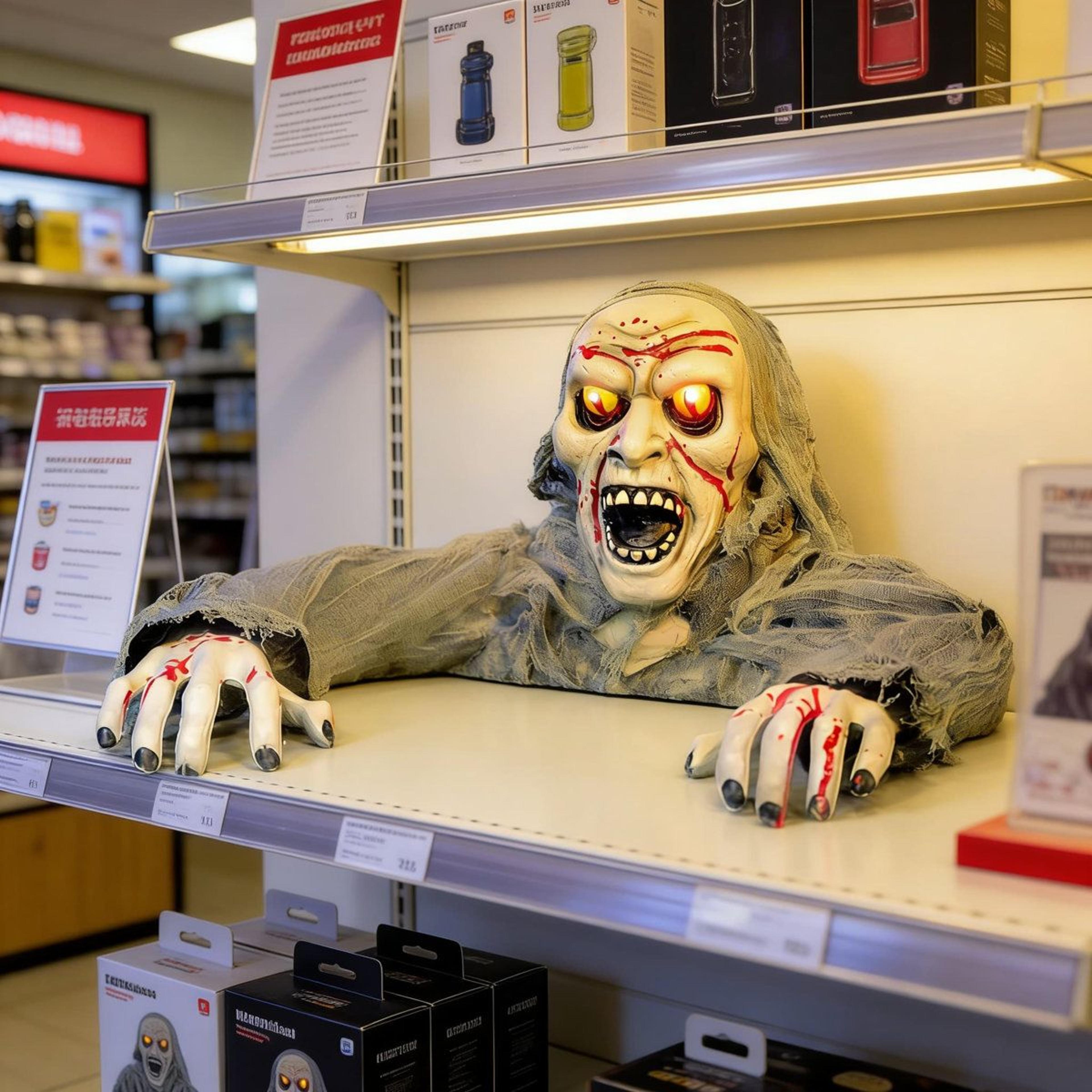 light up zombie groundbreaker halloween decoration with sound and motion activation