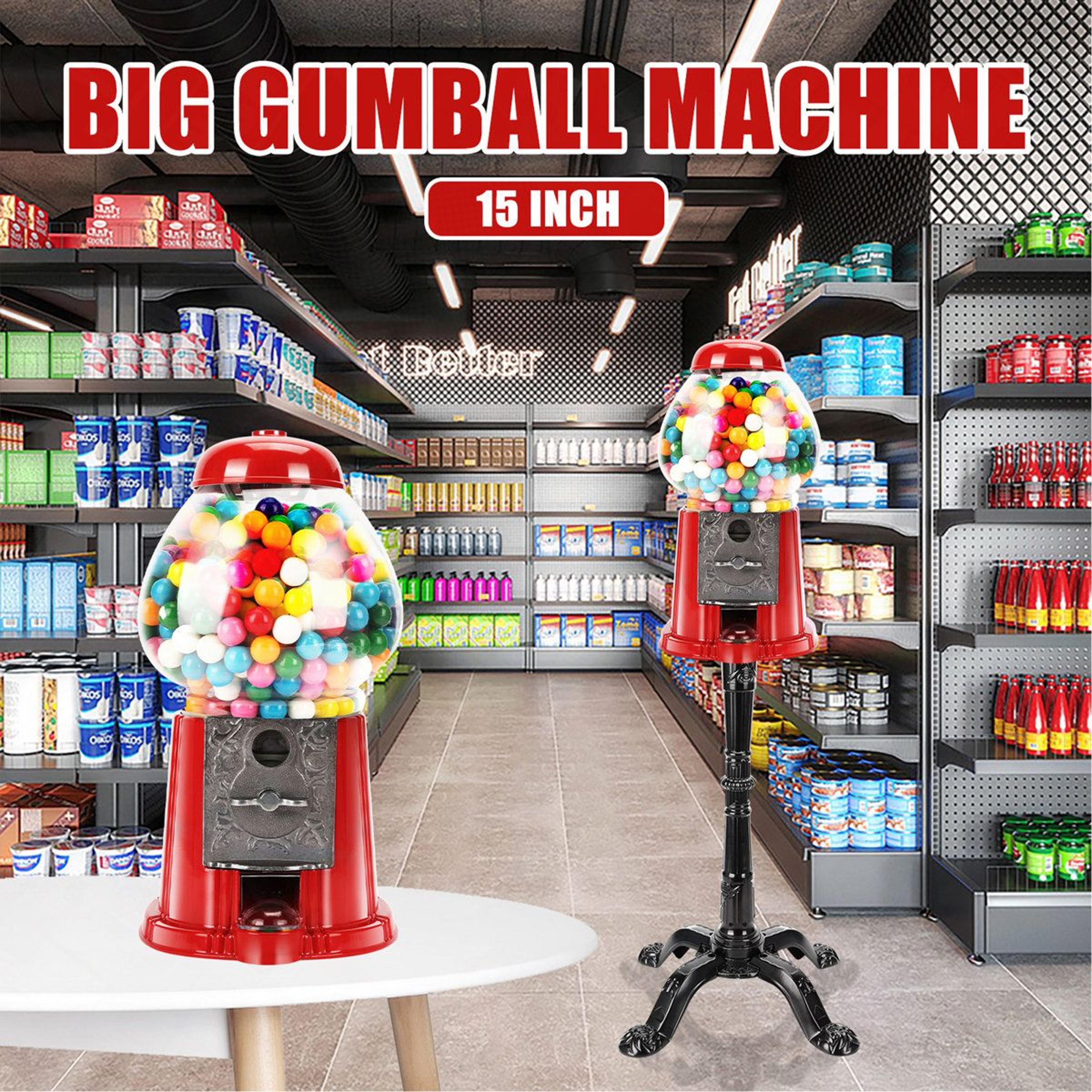 Red Gumball Machine With Stand And Key Operated Candy Dispenser 3
