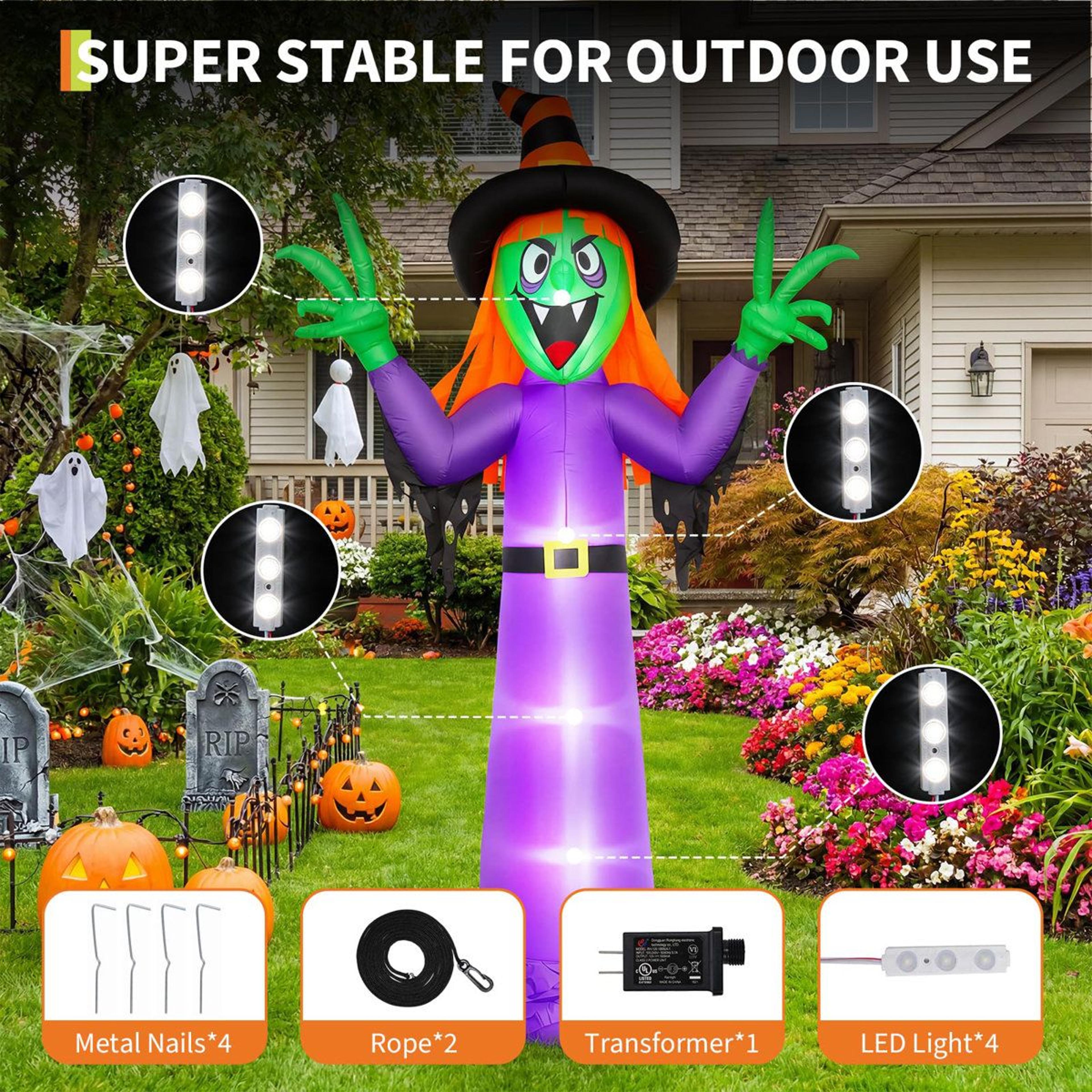 Outdoor Inflatable Halloween Decoration With Purple LED Lights 2
