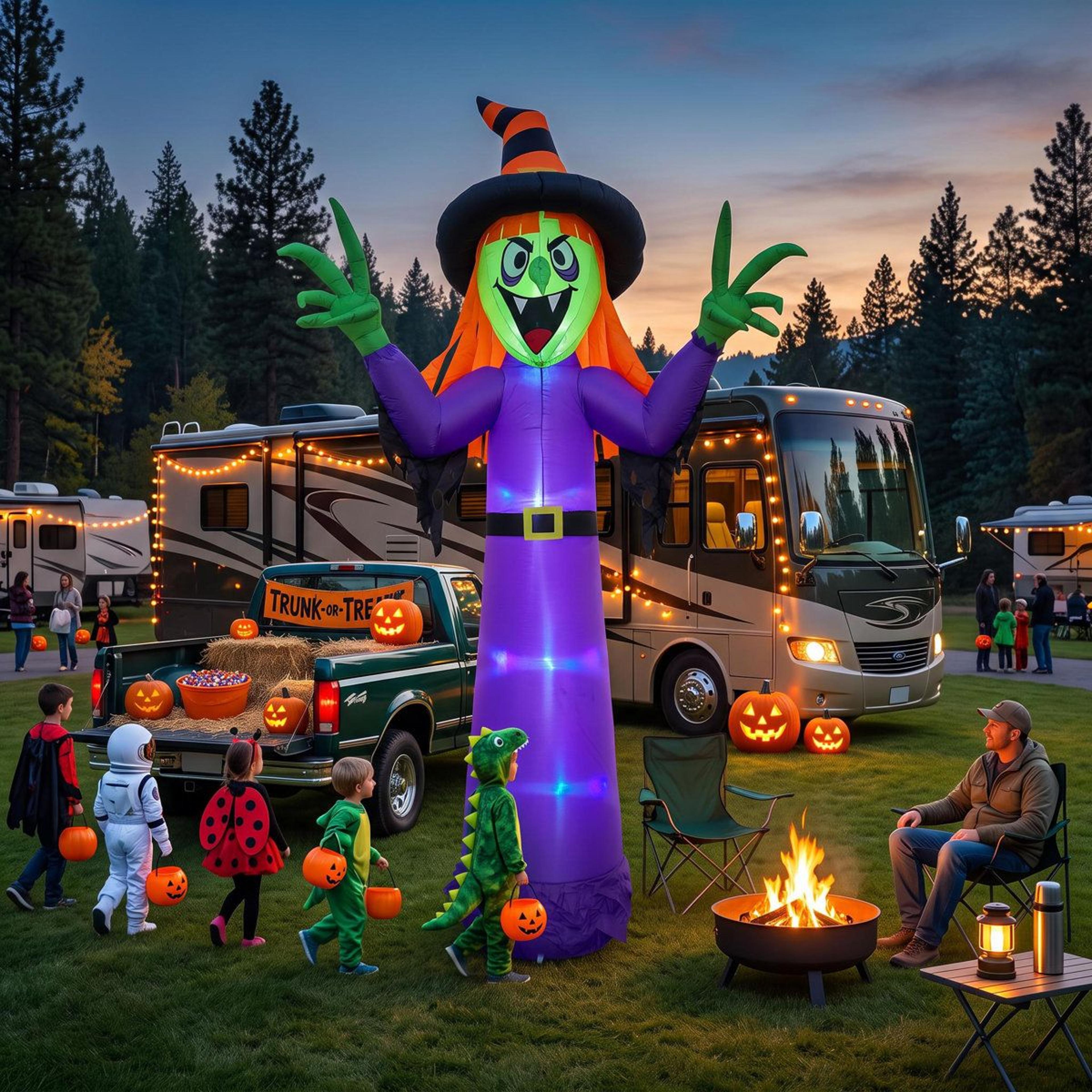 Outdoor Inflatable Halloween Decoration With Purple LED Lights 5