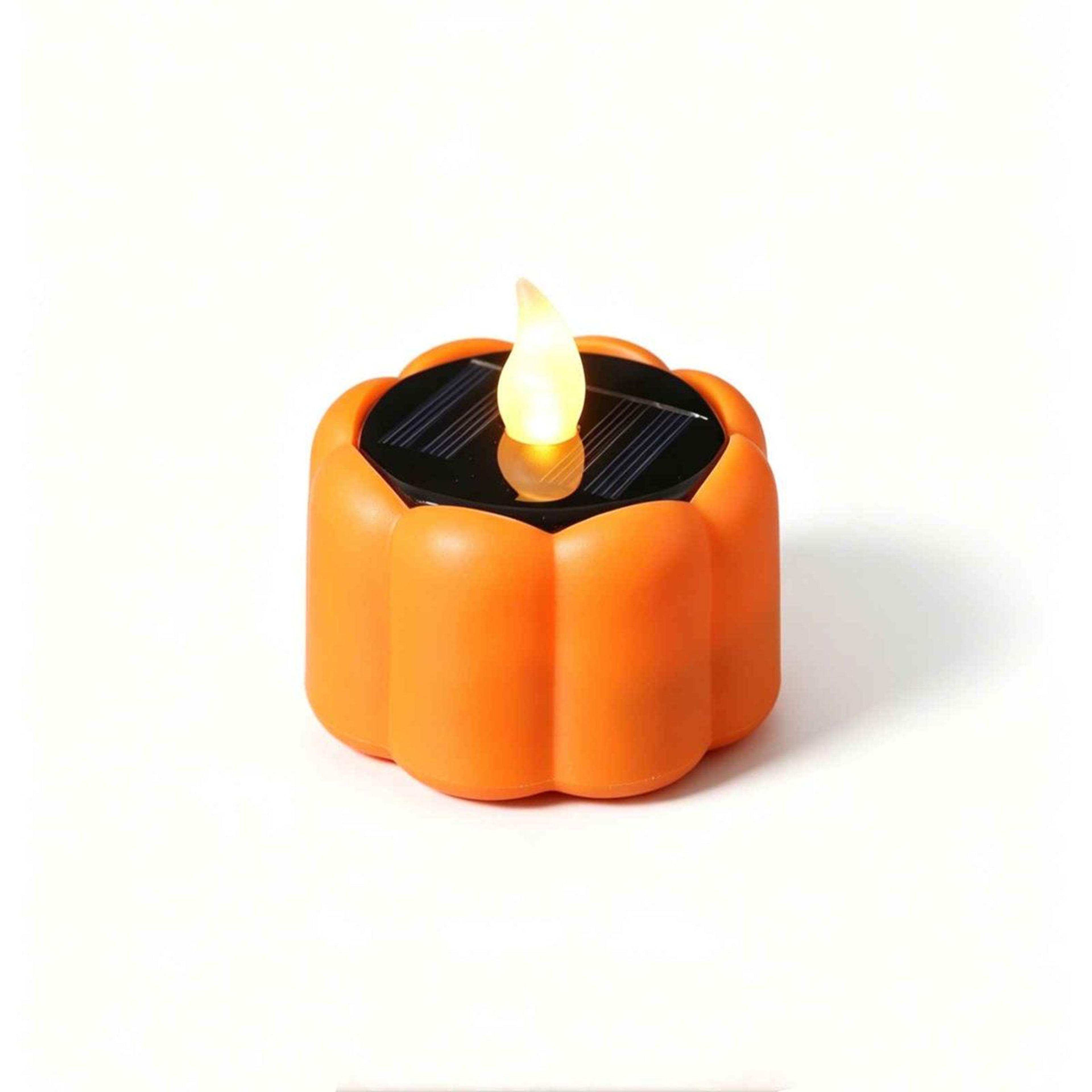 Halloween Solar Candle Lights Orange Waterproof Outdoor Yard Decoration 1