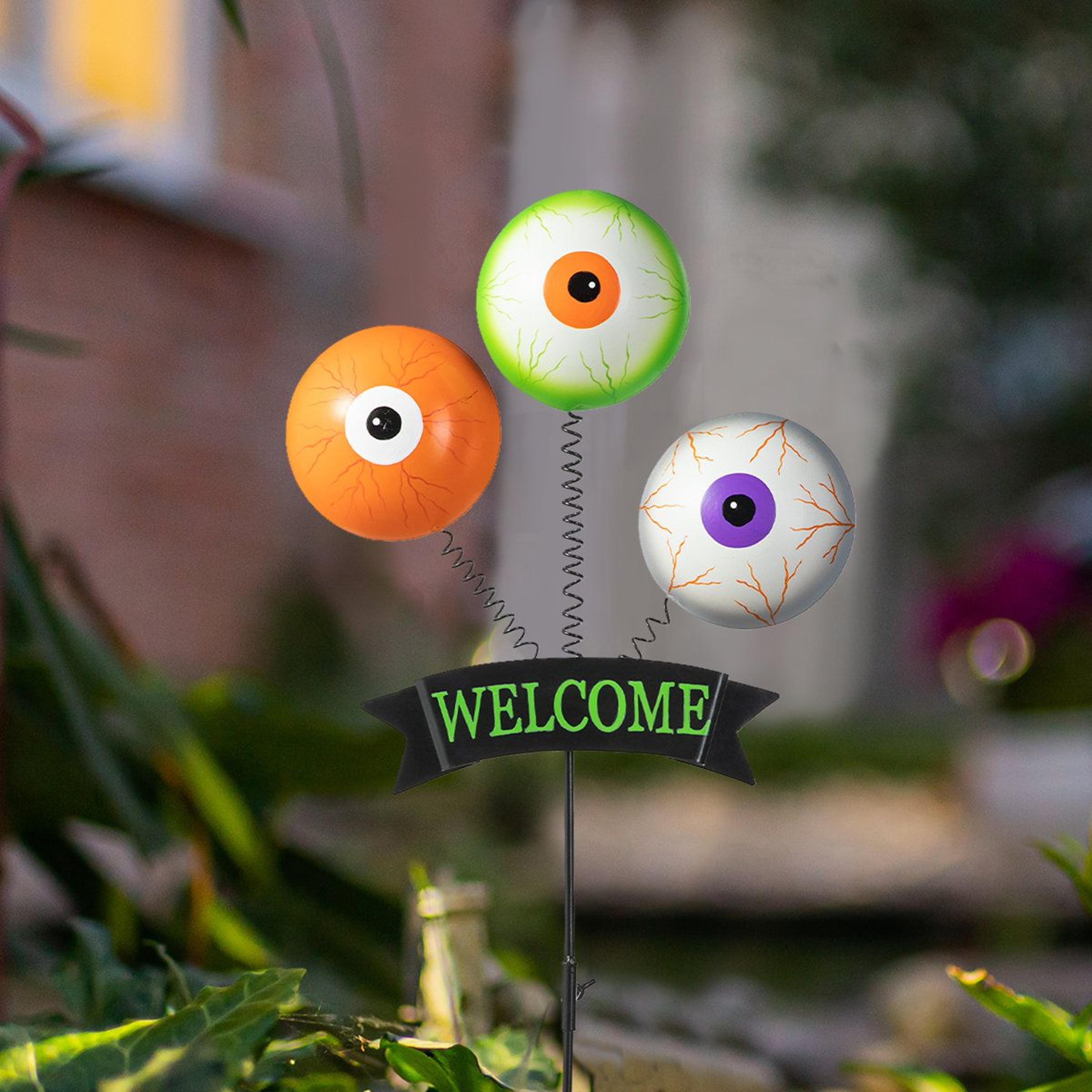 Halloween Metal Welcome Yard Stake With Spring Eyeballs 6