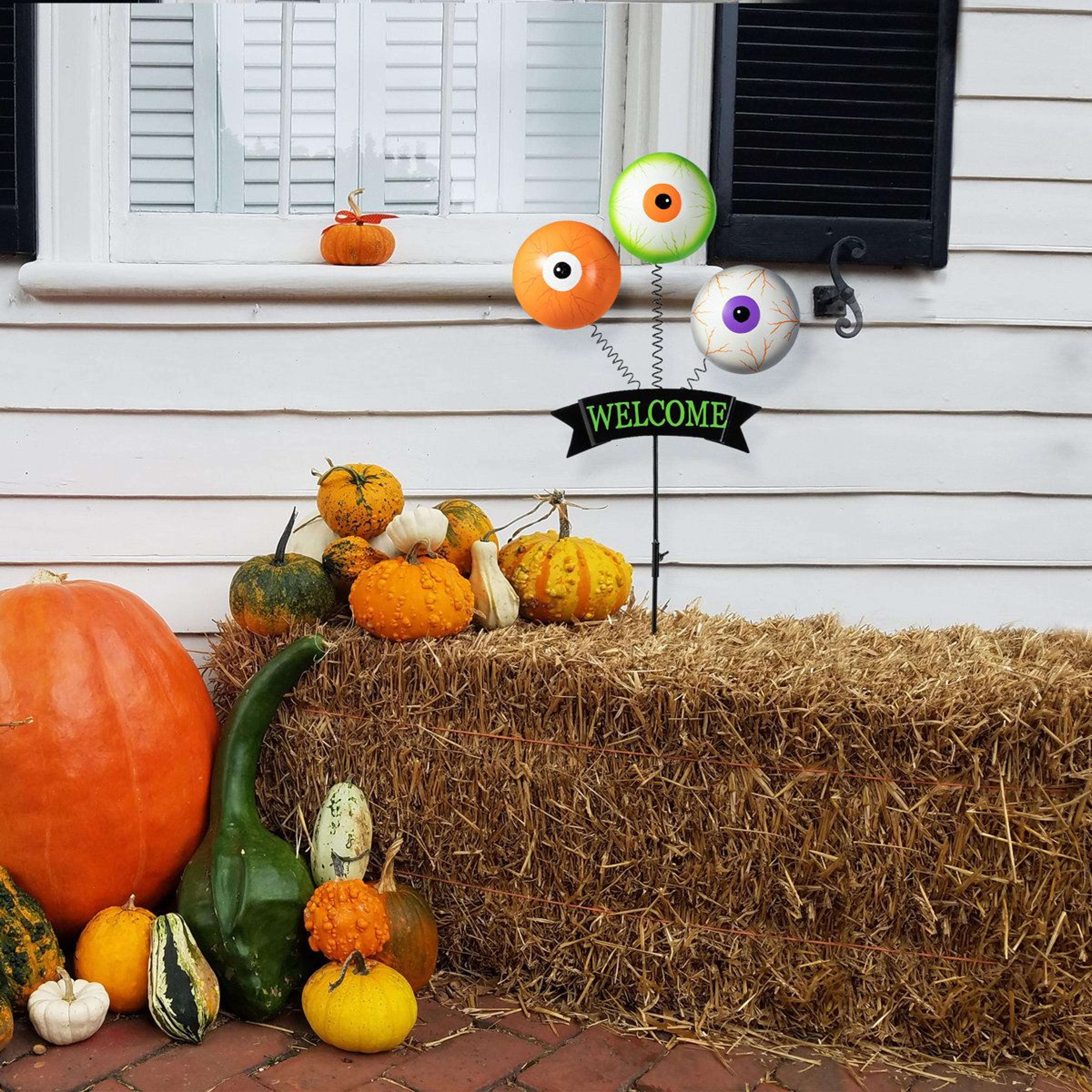 Halloween Metal Welcome Yard Stake With Spring Eyeballs 4