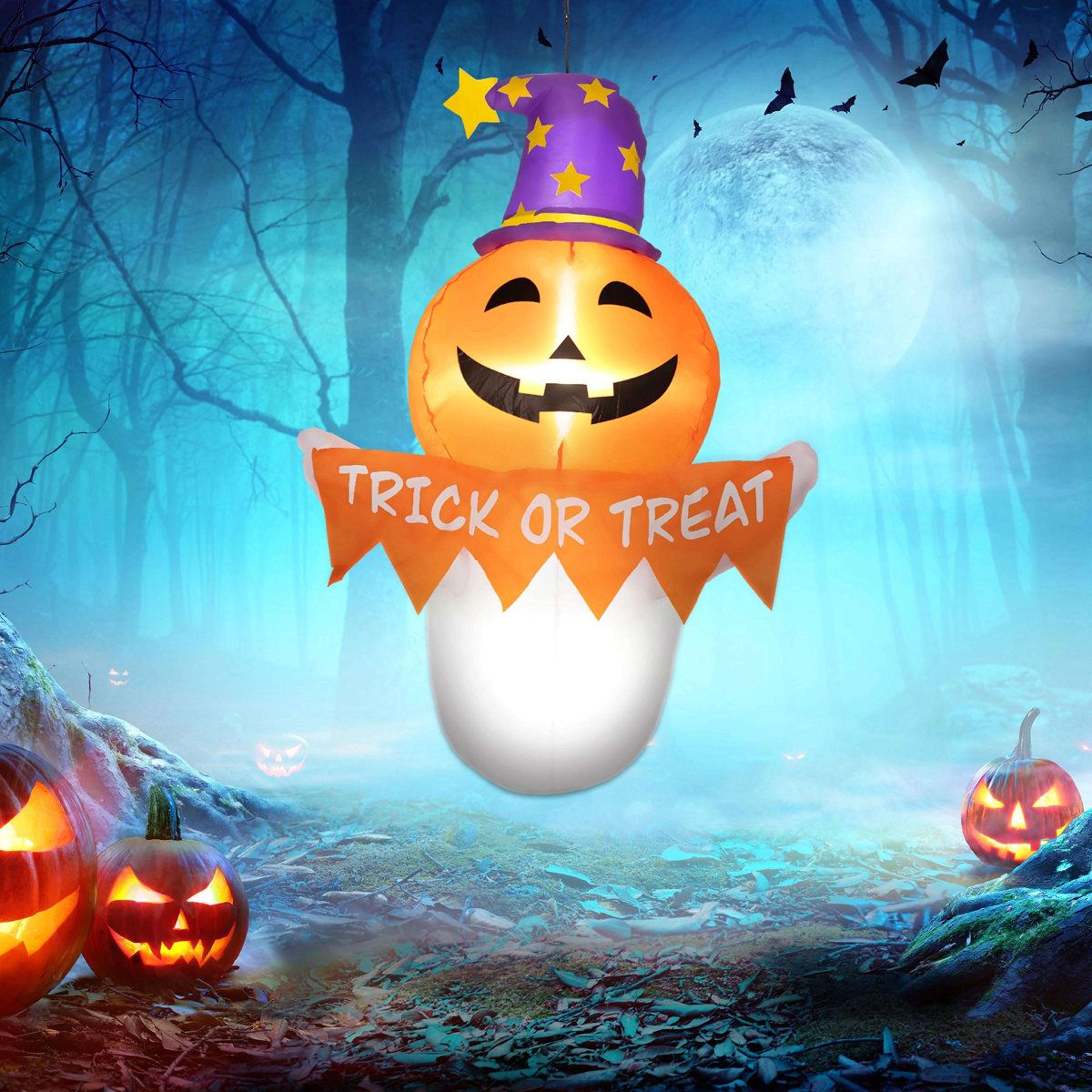 Halloween Inflatable Ghost With Orange Face For Outdoor Decorations 3