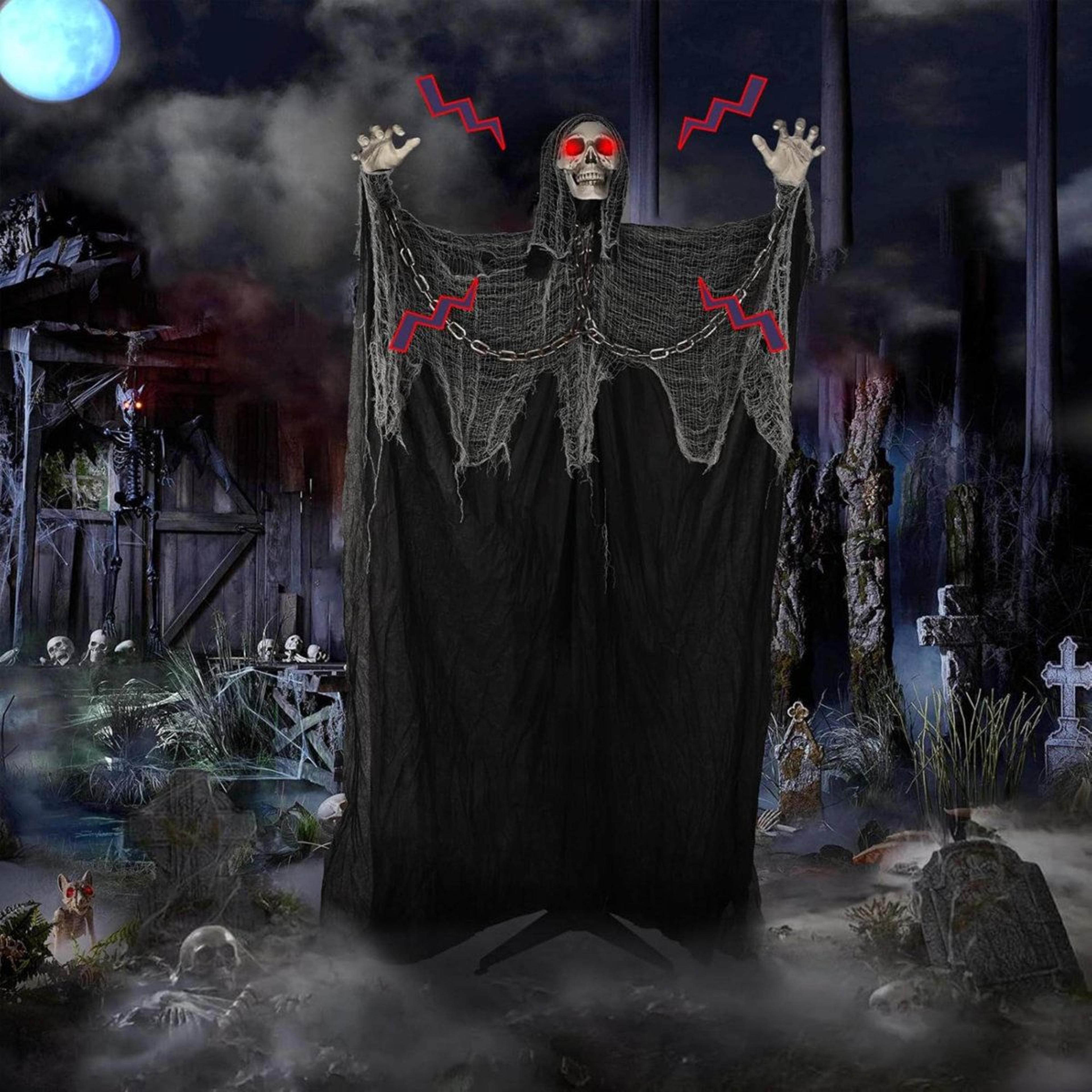 Halloween Animatronic Skeleton With Light Up Eyes Sound And Swaying Body 4
