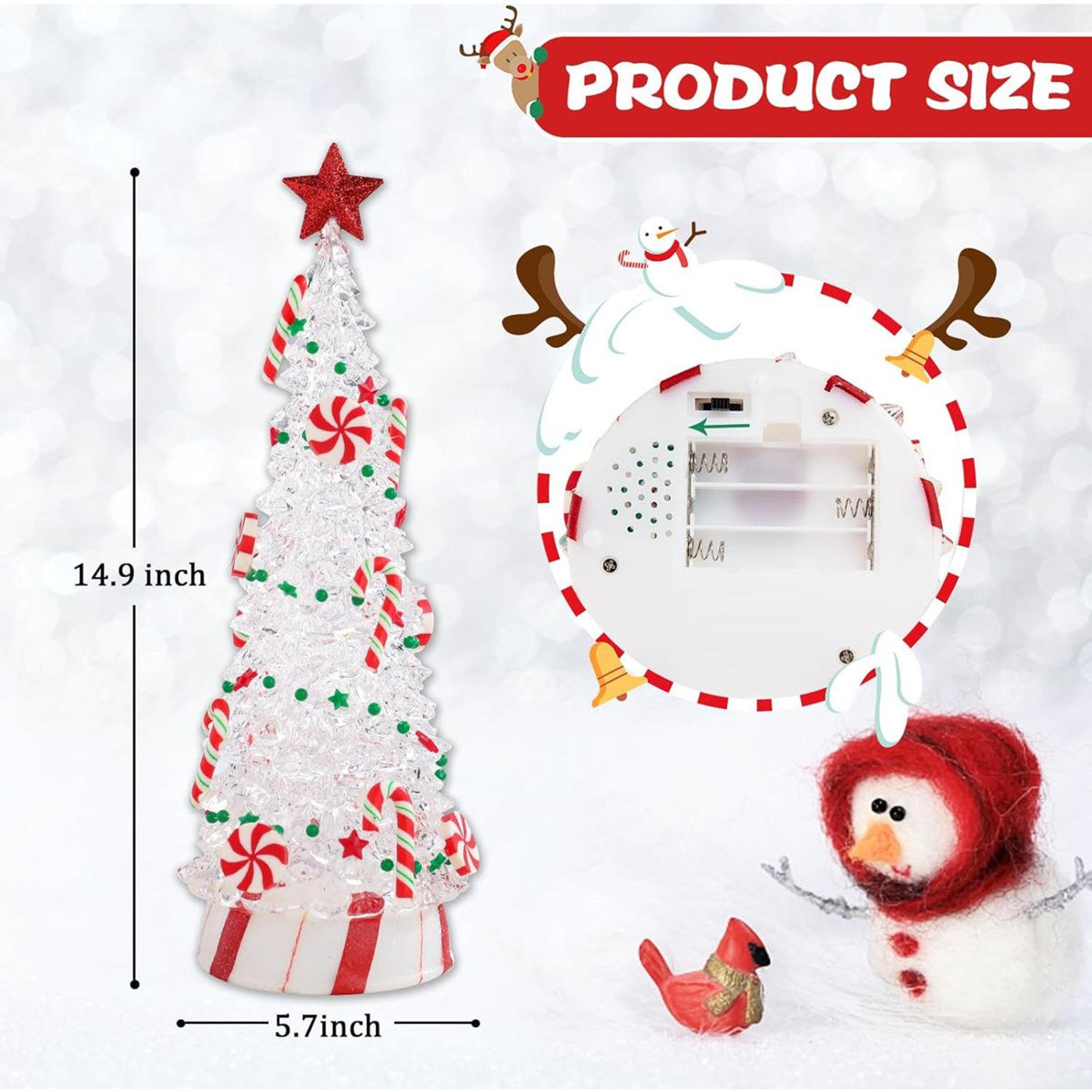 Lighted Candy Cane Christmas Tree Tabletop Resin Decoration 3