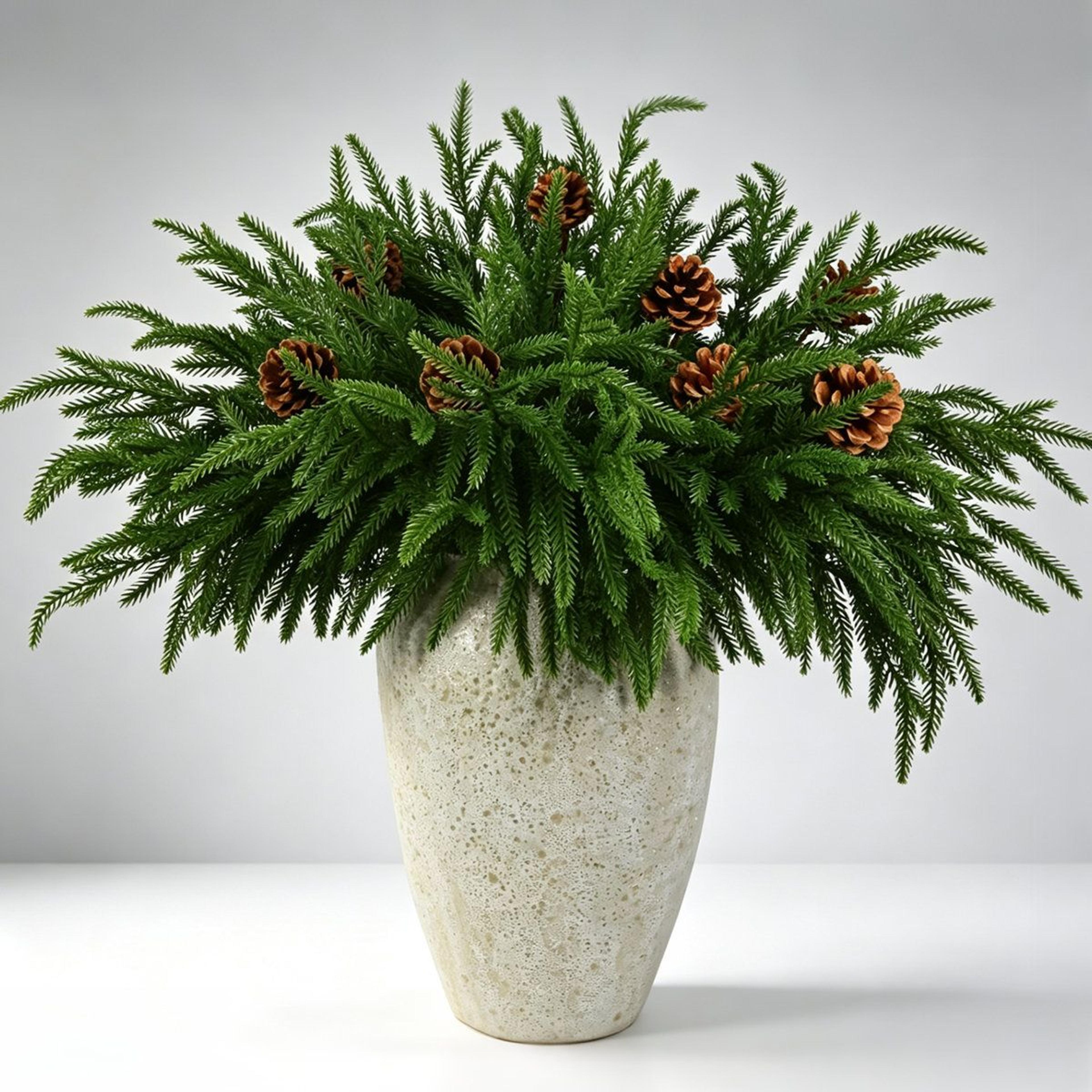 Artificial Norfolk Pine Branches With 8 Pine Cones For Christmas Decor 3