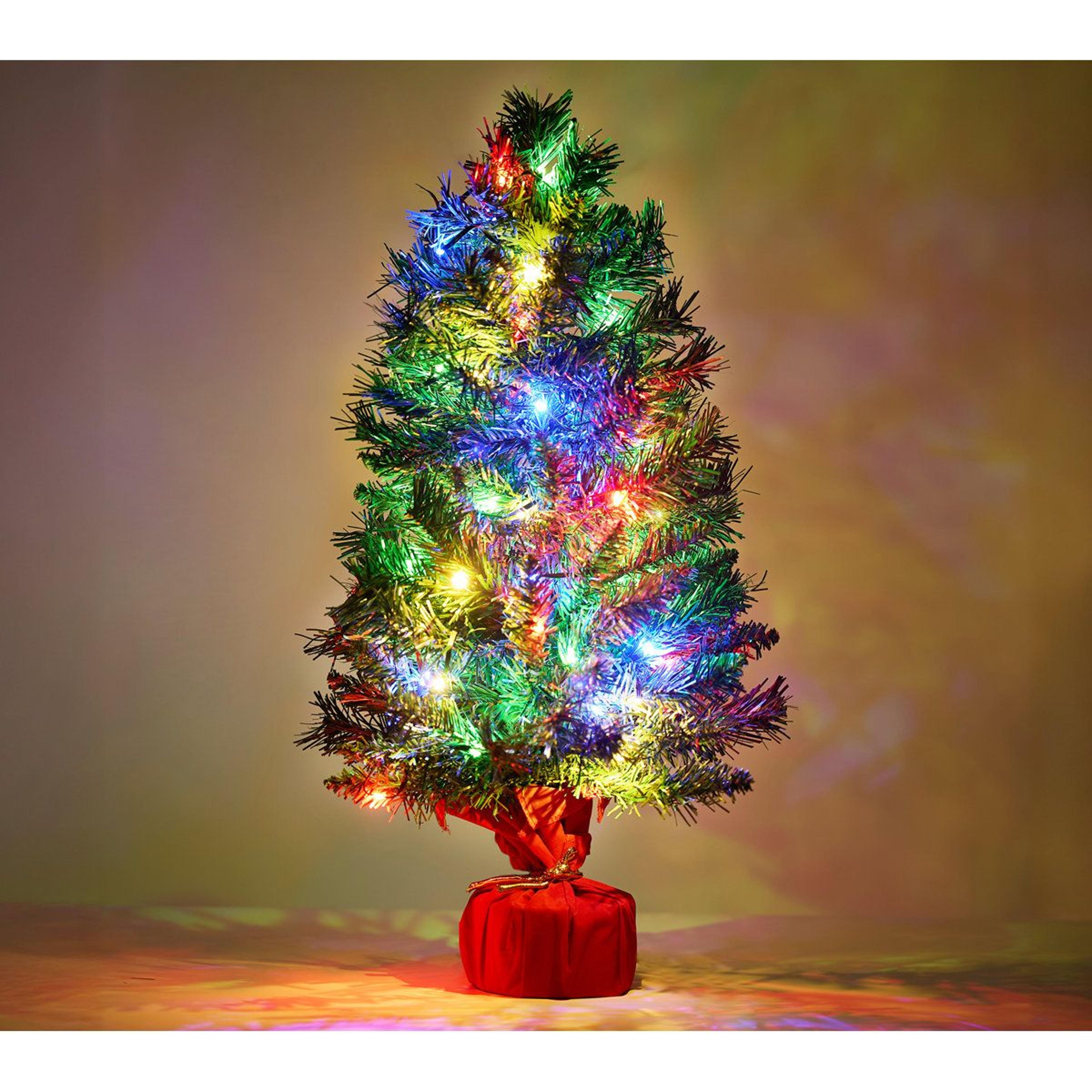 tabletop christmas tree with multicolor led lights green plug in holiday decoration