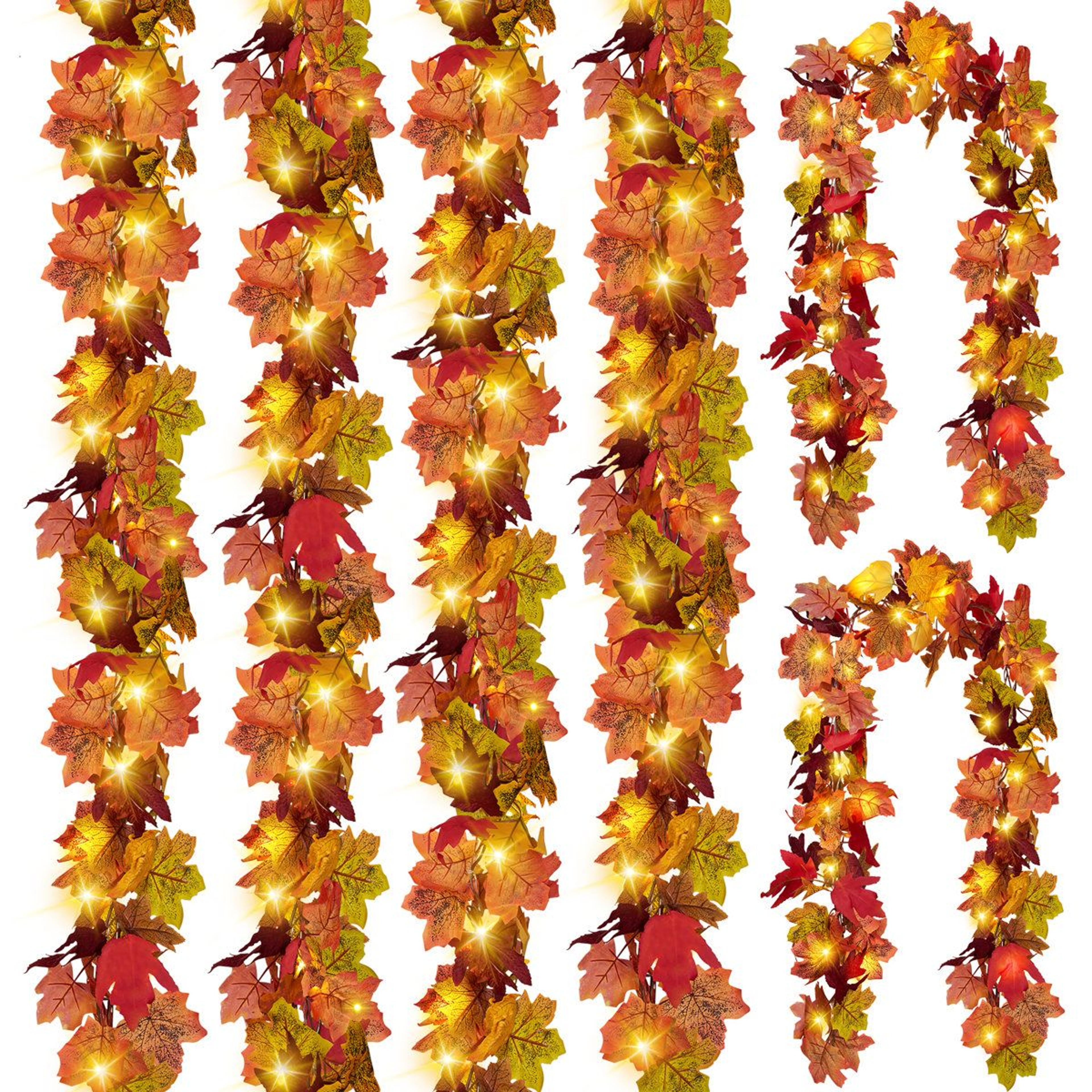 artificial fall maple leaf garland orange autumn leaves decor