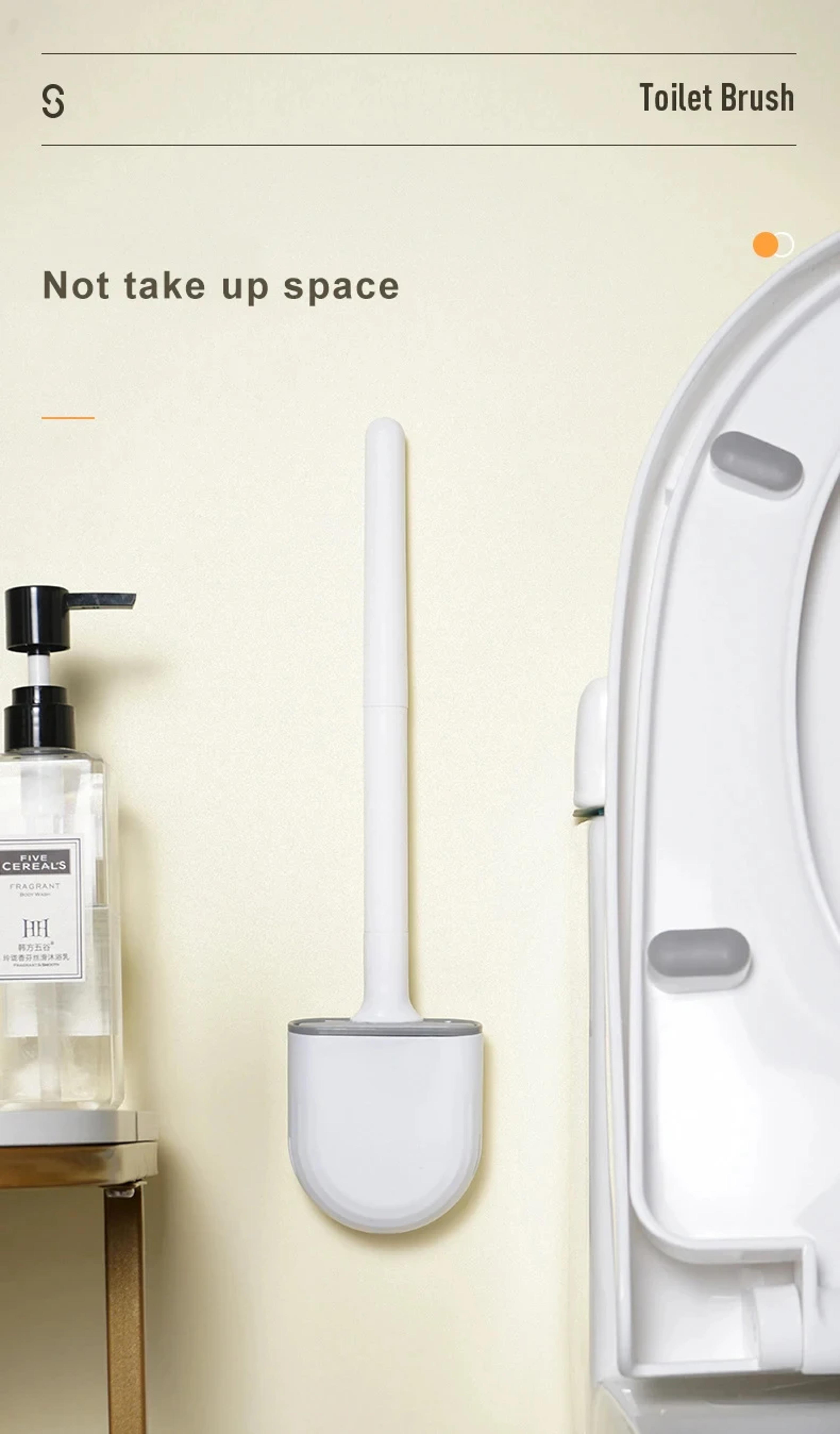 Flexible Silicone Toilet Brush With Wall Mounted Holder For Deep Bathroom Cleaning 1