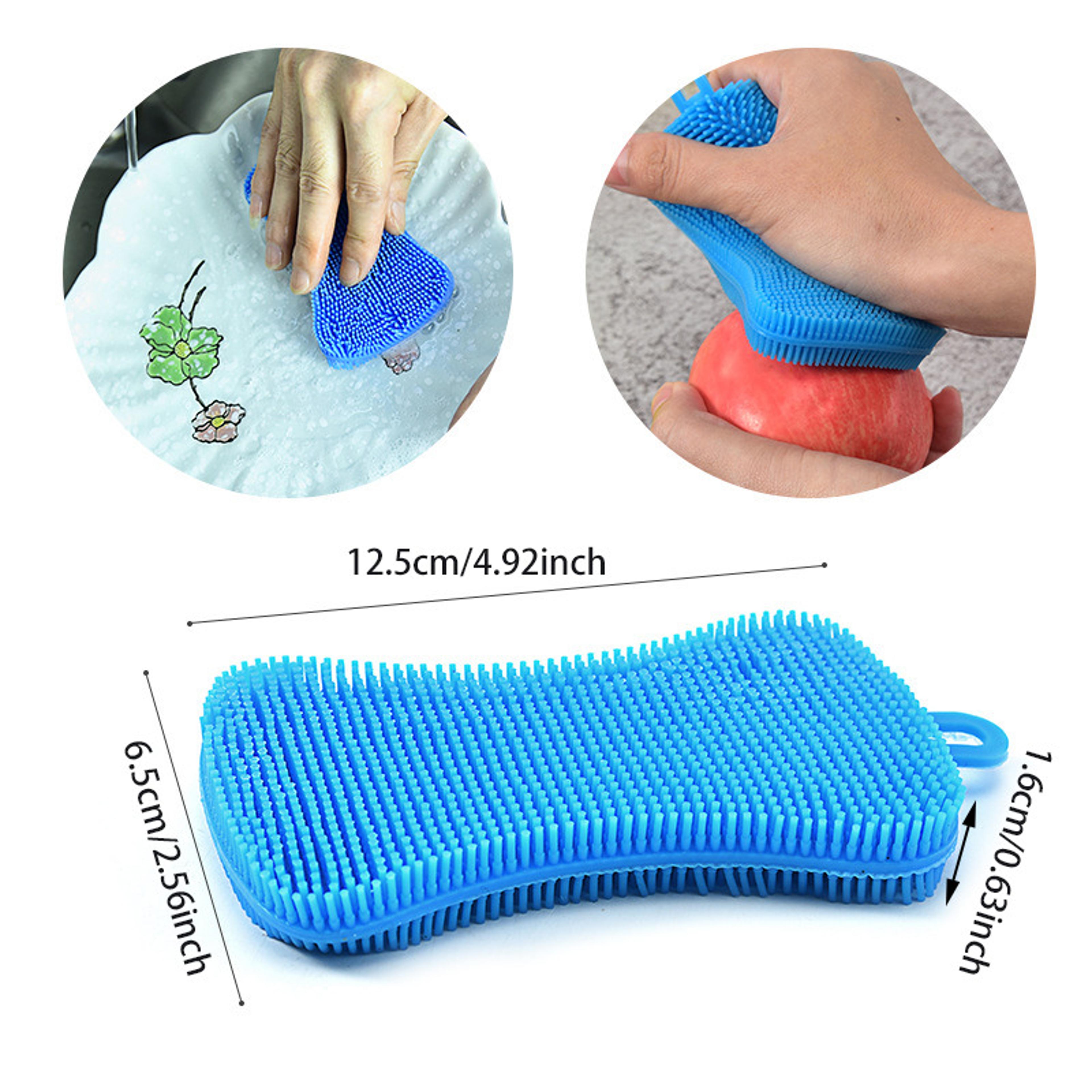 Reusable Silicone Dish Scrubber Non Scratch Kitchen Cleaning Sponge For Dishes  Cookware 5