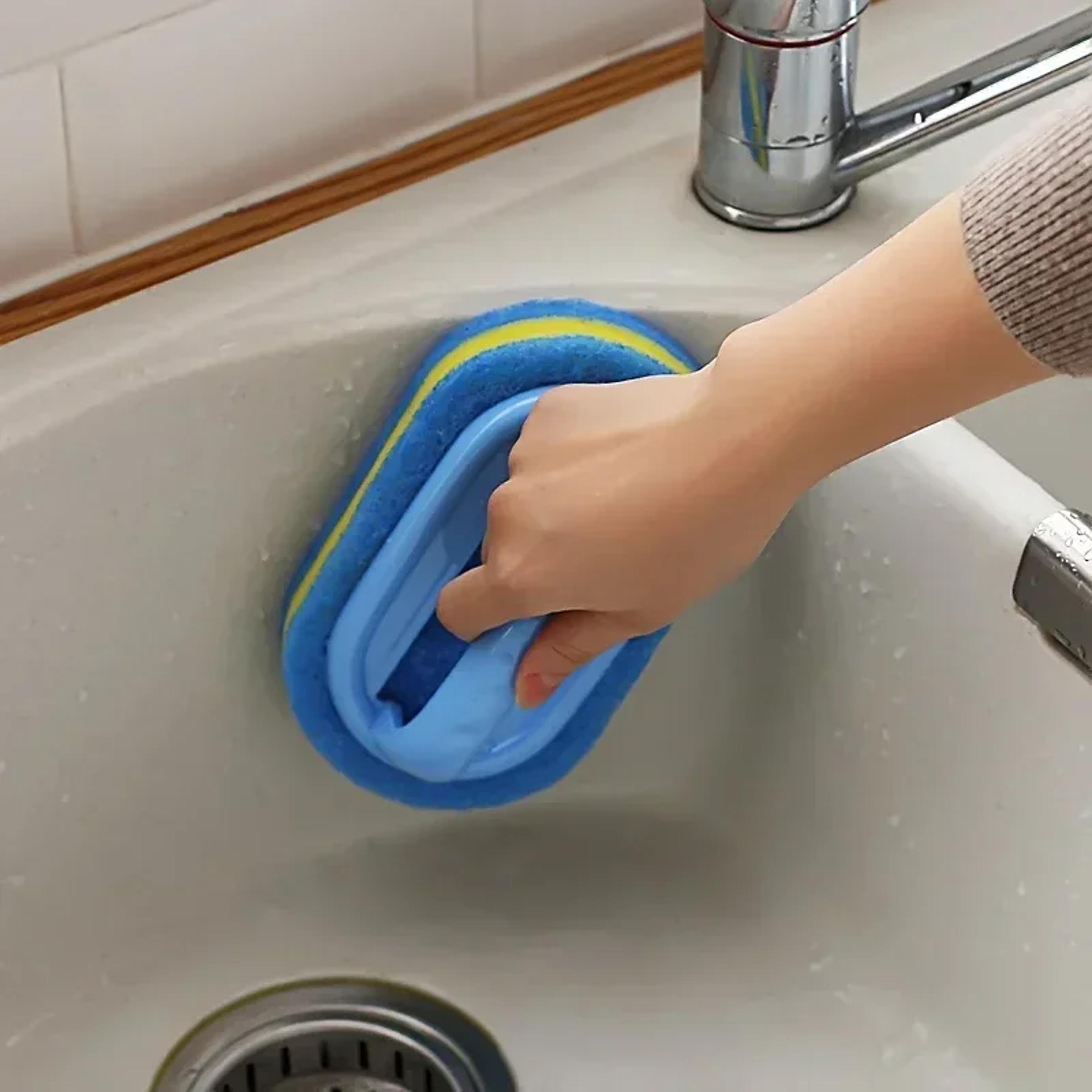 Magic Cleaning Sponge Brush With Handle For Bathroom Kitchen  Glass Surfaces 3