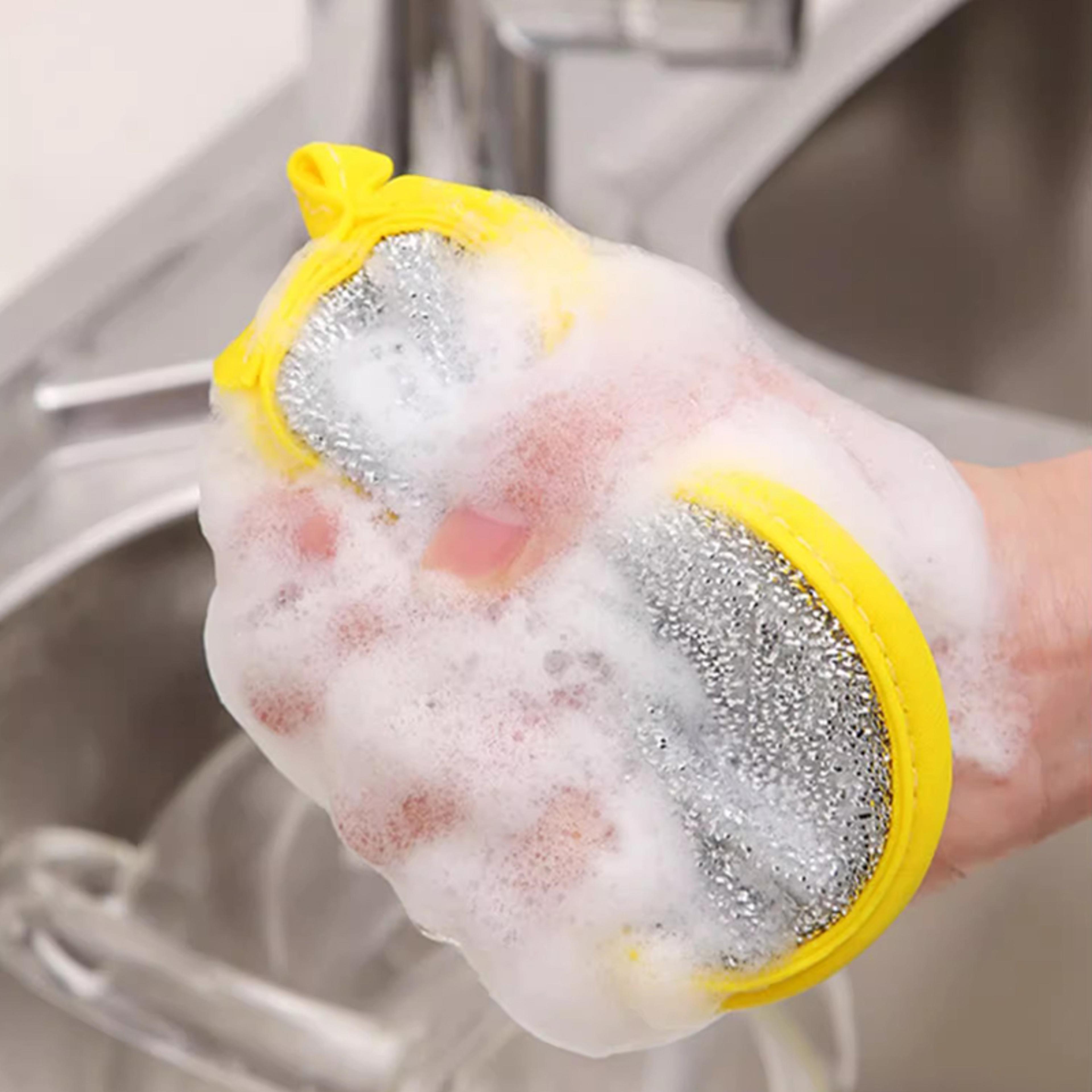 Reusable Dishwashing Sponge Double Sided Non Scratch Kitchen Cleaning Scrubber 4