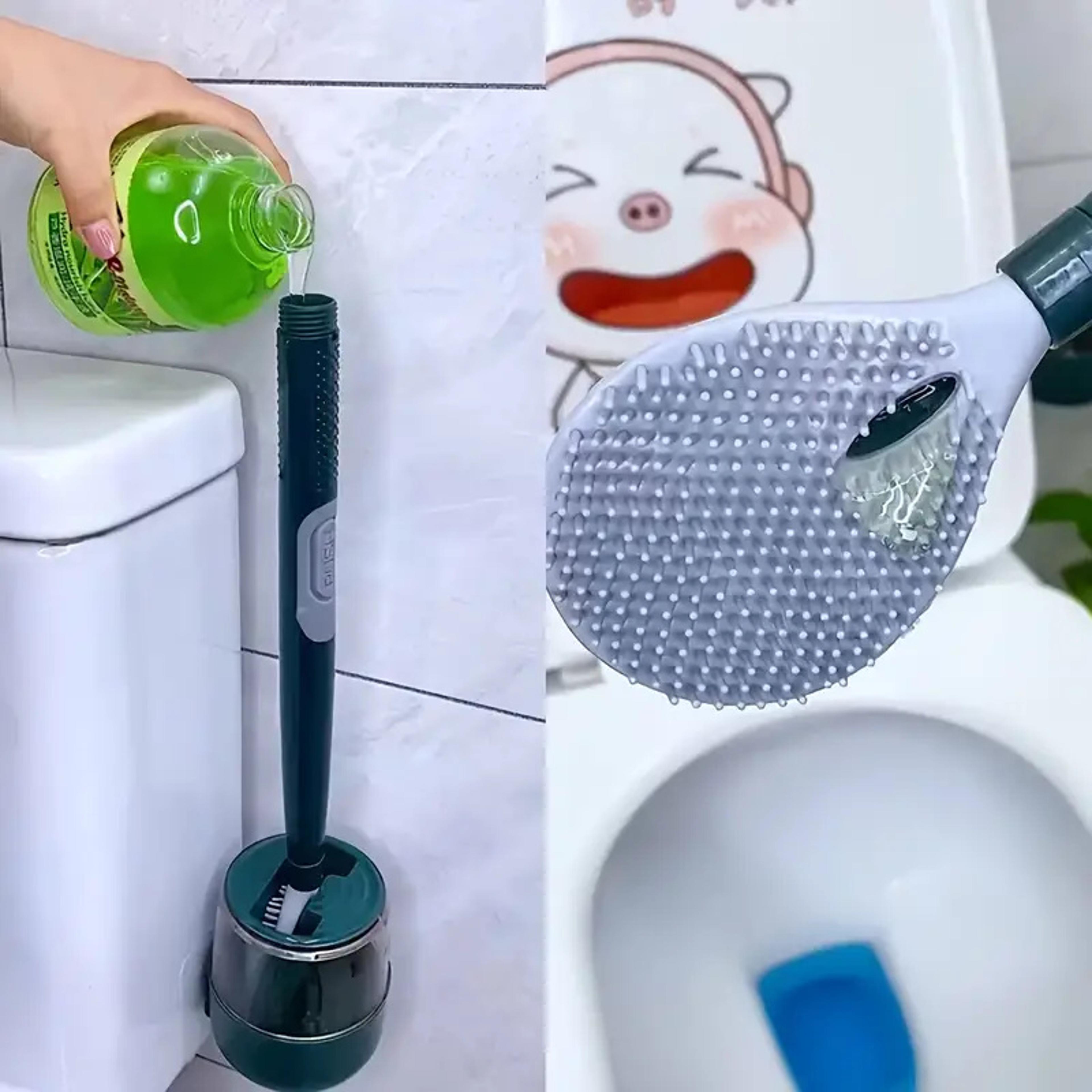 FlexClean Wall Mounted Toilet Brush With Holder  Flexible Silicone Cleaning Head 4