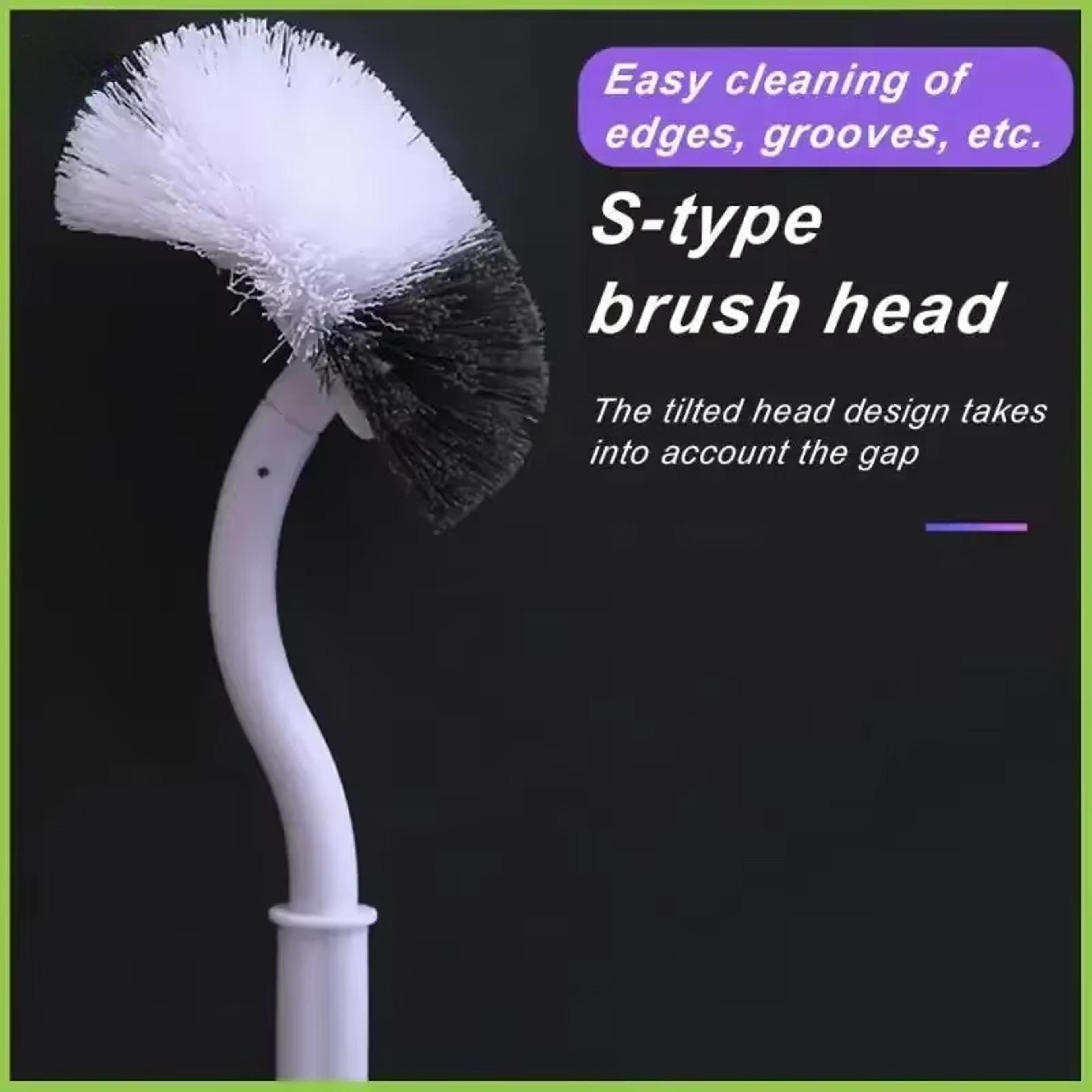 FlexReach Wall Mounted Toilet Brush With Curved Head For Deep Corner Cleaning 2