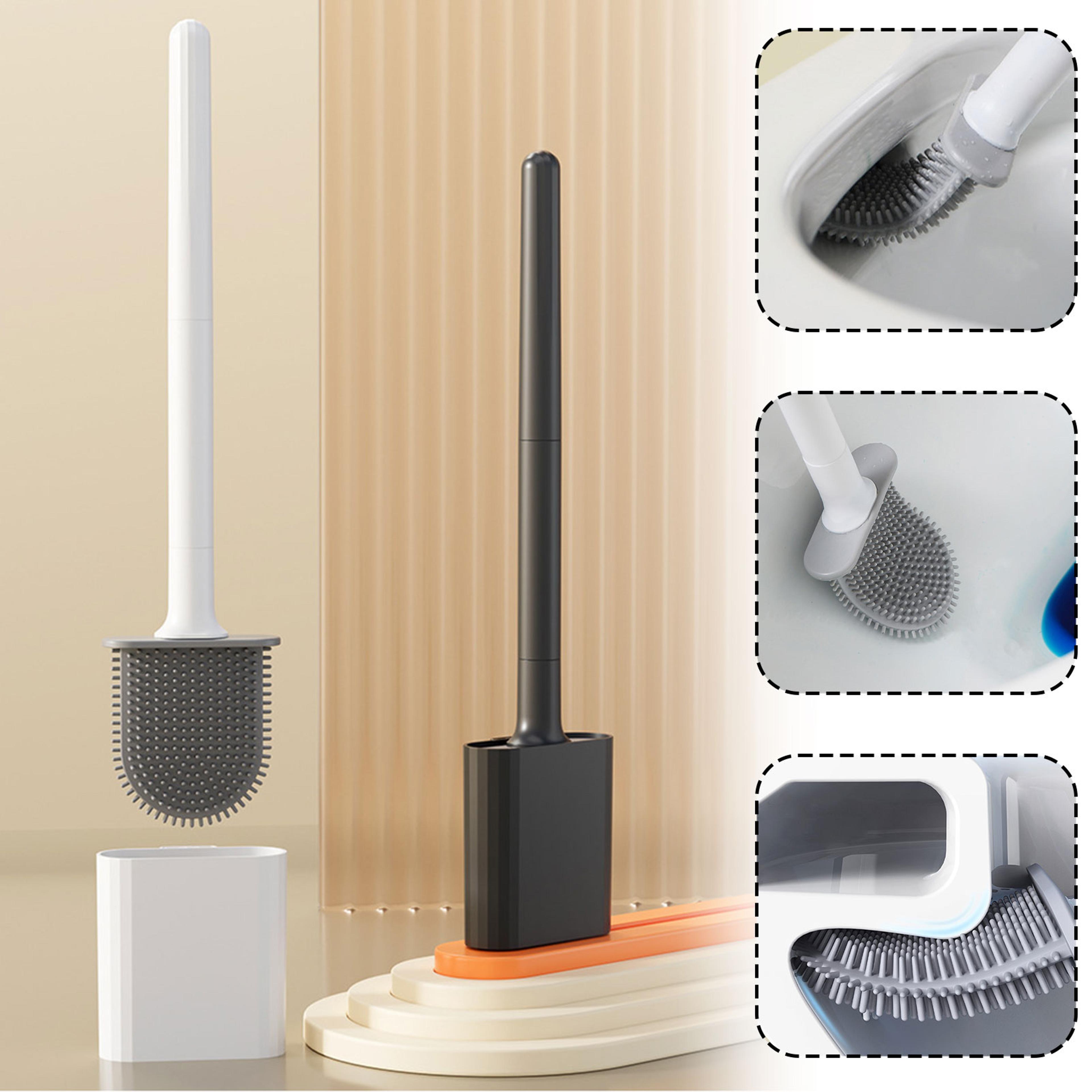 FlexiClean Silicone Toilet Brush With Holder  Wall Mounted Toilet Brush For Deep Bathroom Cleaning 1