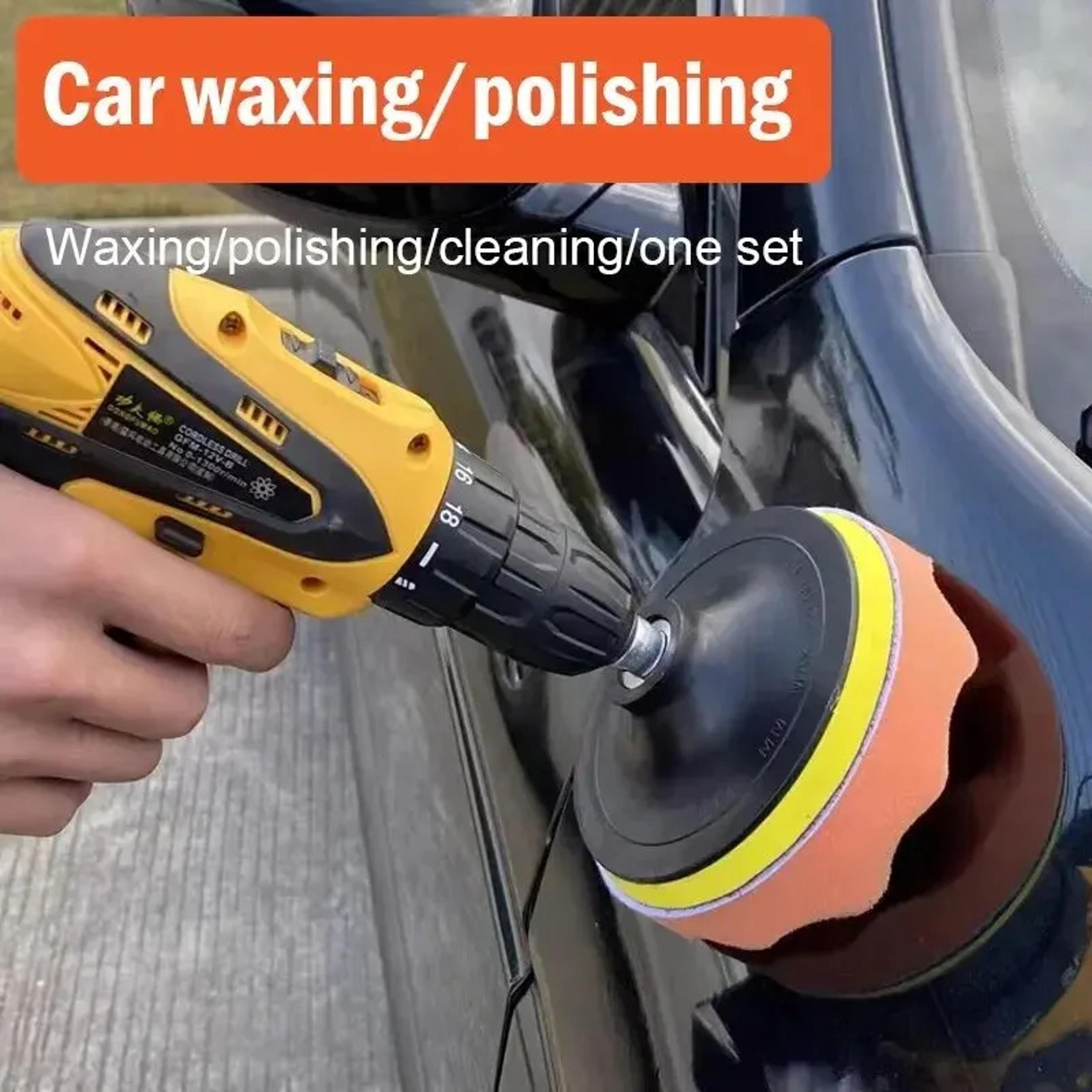 Electric Car Polishing Kit With Foam Polishing Pads And Drill Buffing Attachment Set 5