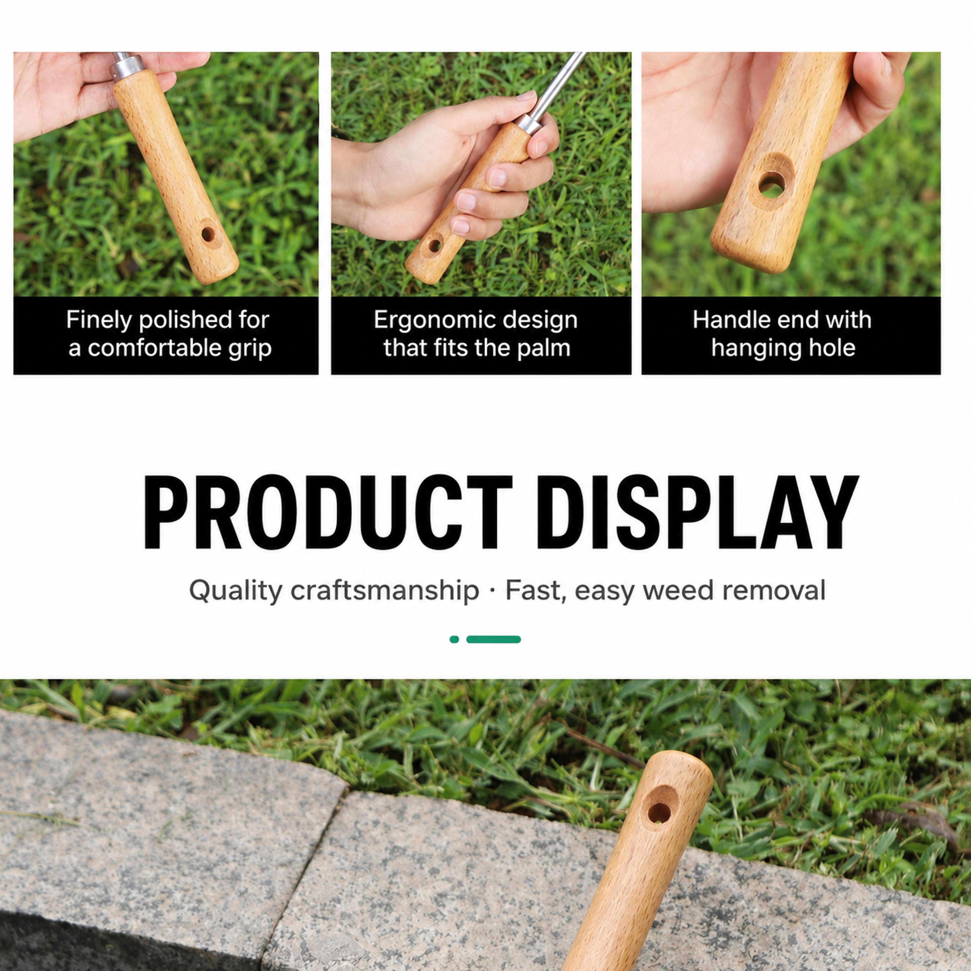 Rafford Crevice Weeder Stainless Steel Root Remover Tool With Wooden Handle For Garden  Paving Gaps 2